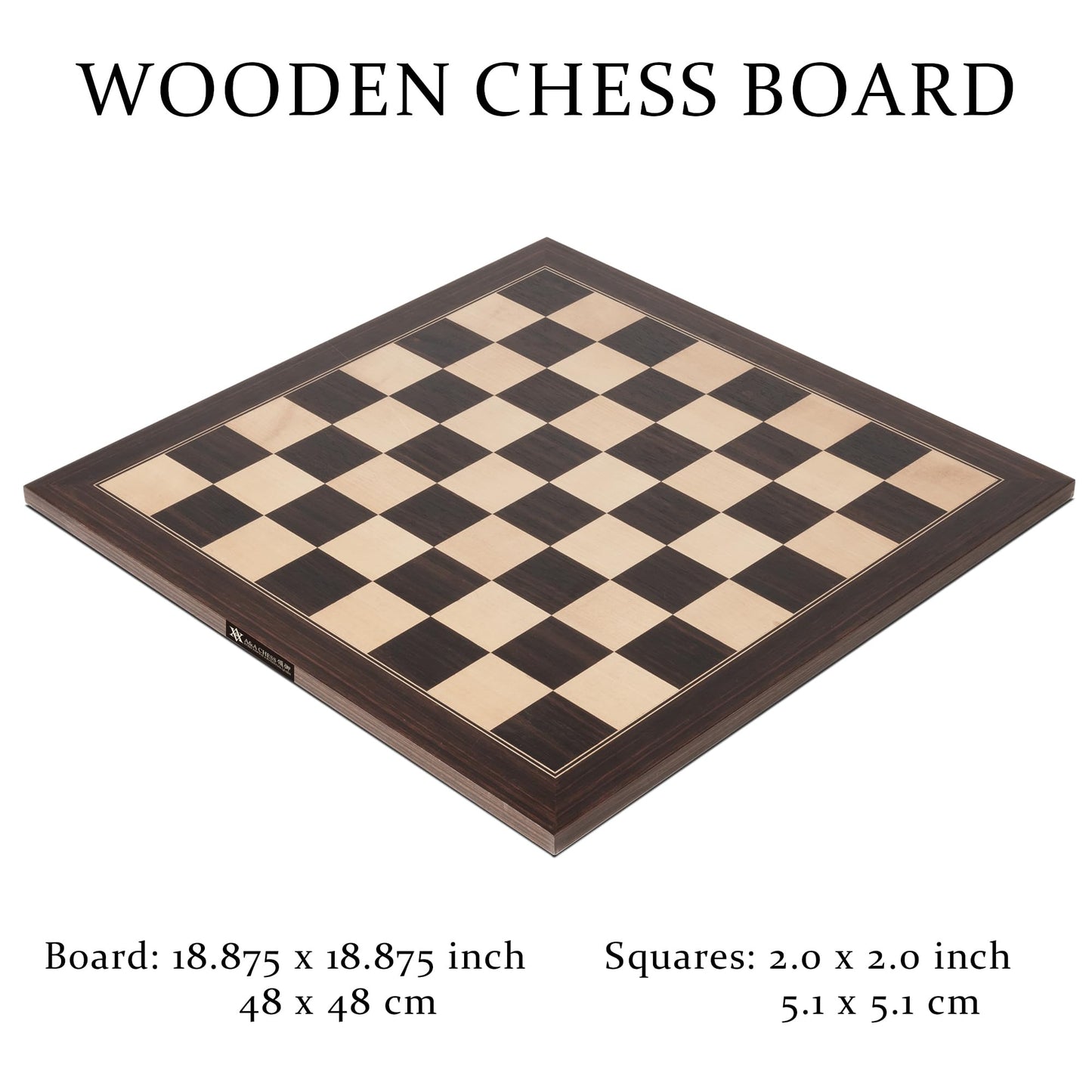A&A 18.875-Inch Professional Wooden Tournament Chess Board | African Palisander & Maple Inlay | 2-Inch Squares