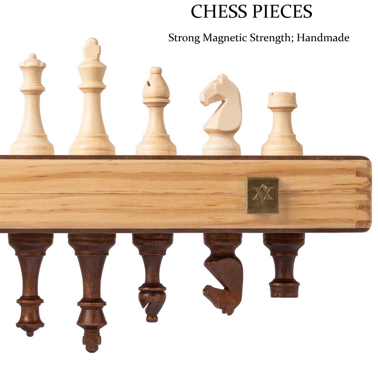 A&A 15-Inch Magnetic Folding Chess Set | Folding Board, 3-Inch Staunton King, Mahogany & Maple Inlays