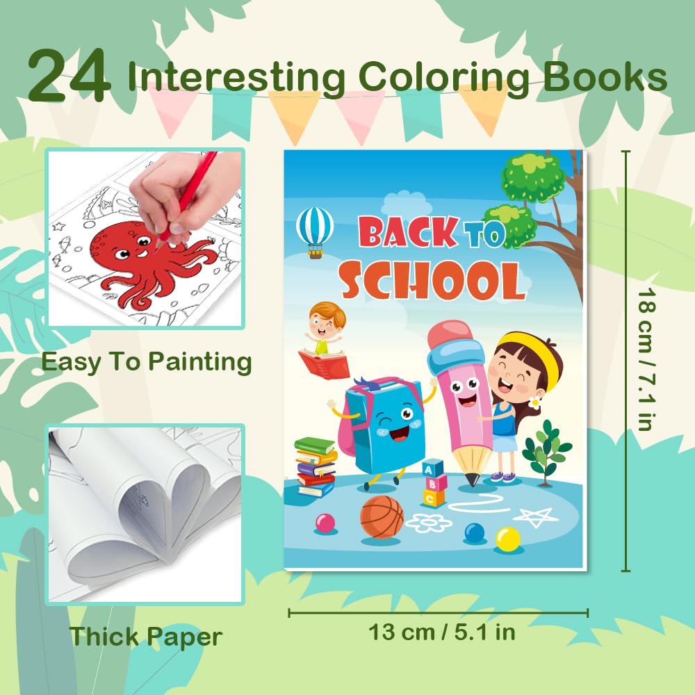 Aannanl 24 Mini Coloring Books – 24 Themed Books for Kids Ages 2–8 (24-A) | Bulk Gift Pack