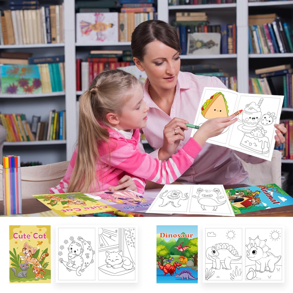 Aannanl 24 Mini Coloring Books – 24 Themed Books for Kids Ages 2–8 (24-A) | Bulk Gift Pack