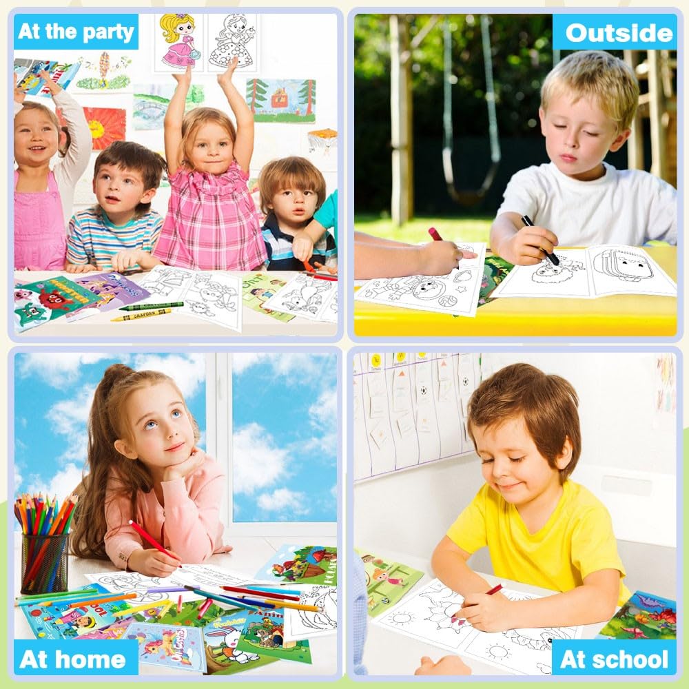Aannanl 24 Mini Coloring Books – 24 Themed Books for Kids Ages 2–8 (24-A) | Bulk Gift Pack