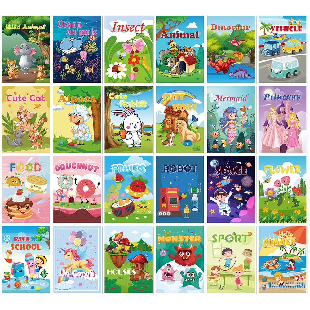 Aannanl 24 Mini Coloring Books – 24 Themed Books for Kids Ages 2–8 (24-A) | Bulk Gift Pack