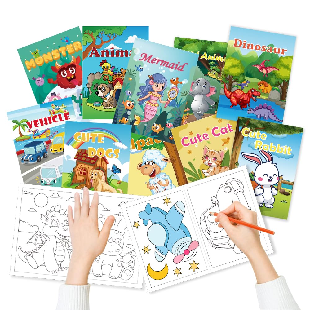 Aannanl 24 Mini Coloring Books – 24 Themed Books for Kids Ages 2–8 (24-A) | Bulk Gift Pack