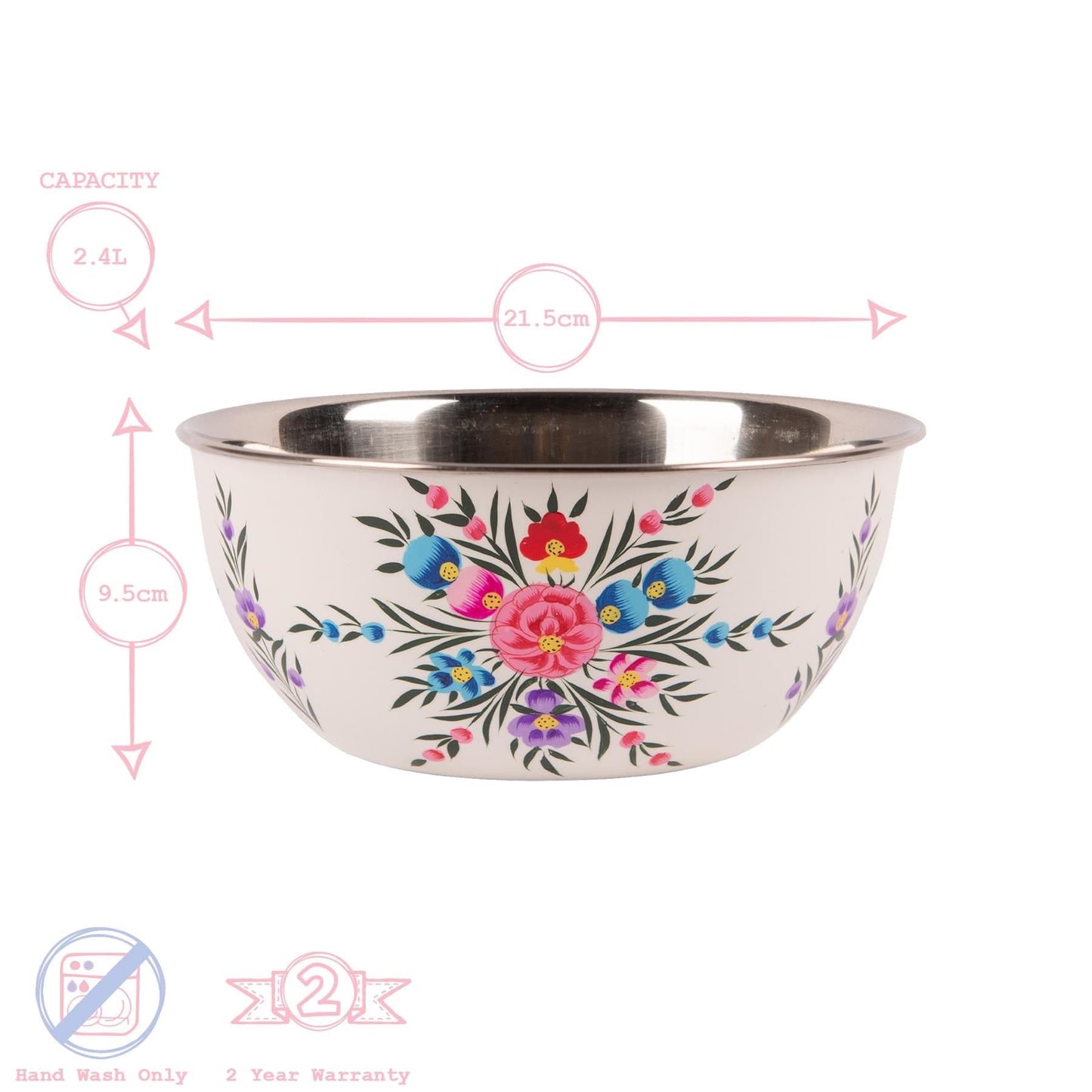 Pansy 21.5cm Stainless Steel Picnic Bowl