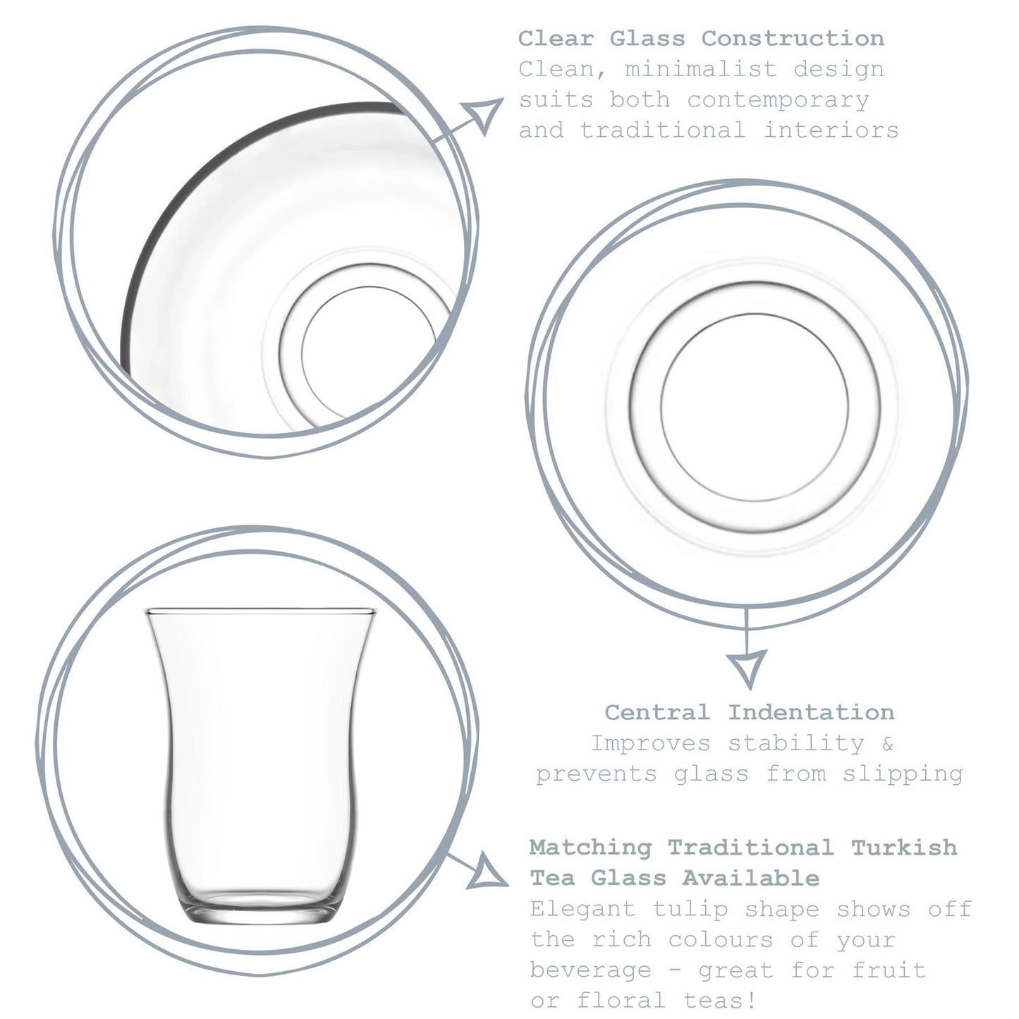 10cm Klasik Turkish Tea Glass Saucer - Pack of Six