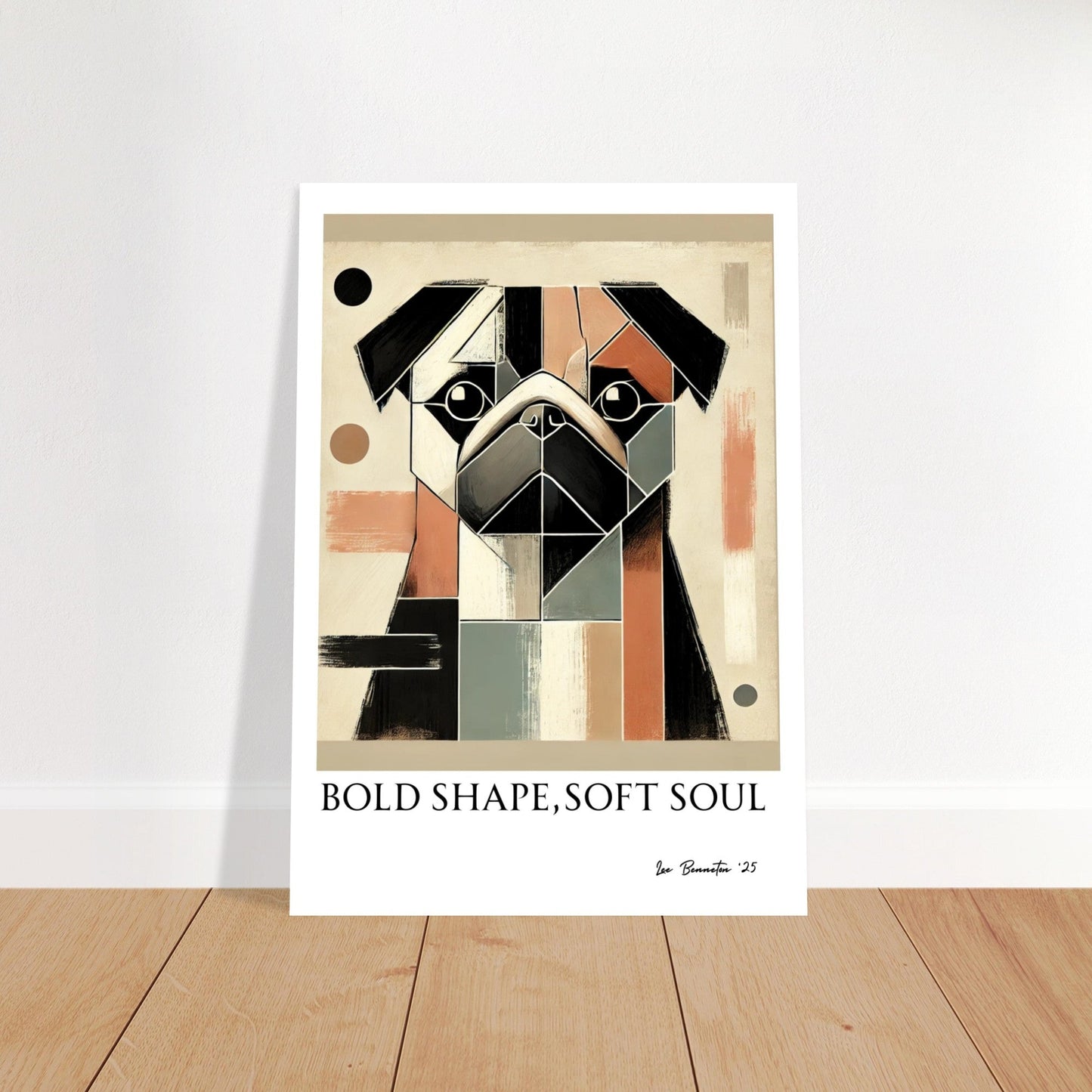 Modern Abstract Pug Poster – Geometric Dog Wall Art | “Bold Shape, Soft Soul”