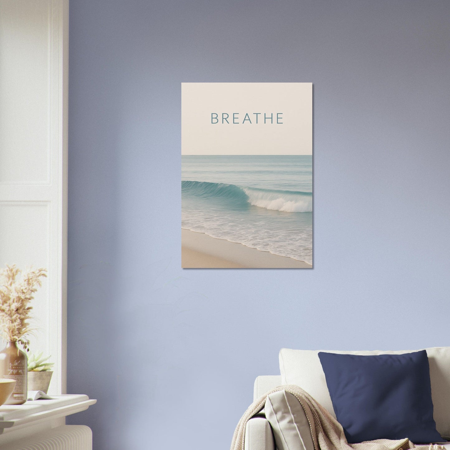 Breathe | Ocean Wave Minimalist Poster - Elegant Ocean Art Print for Home Decor