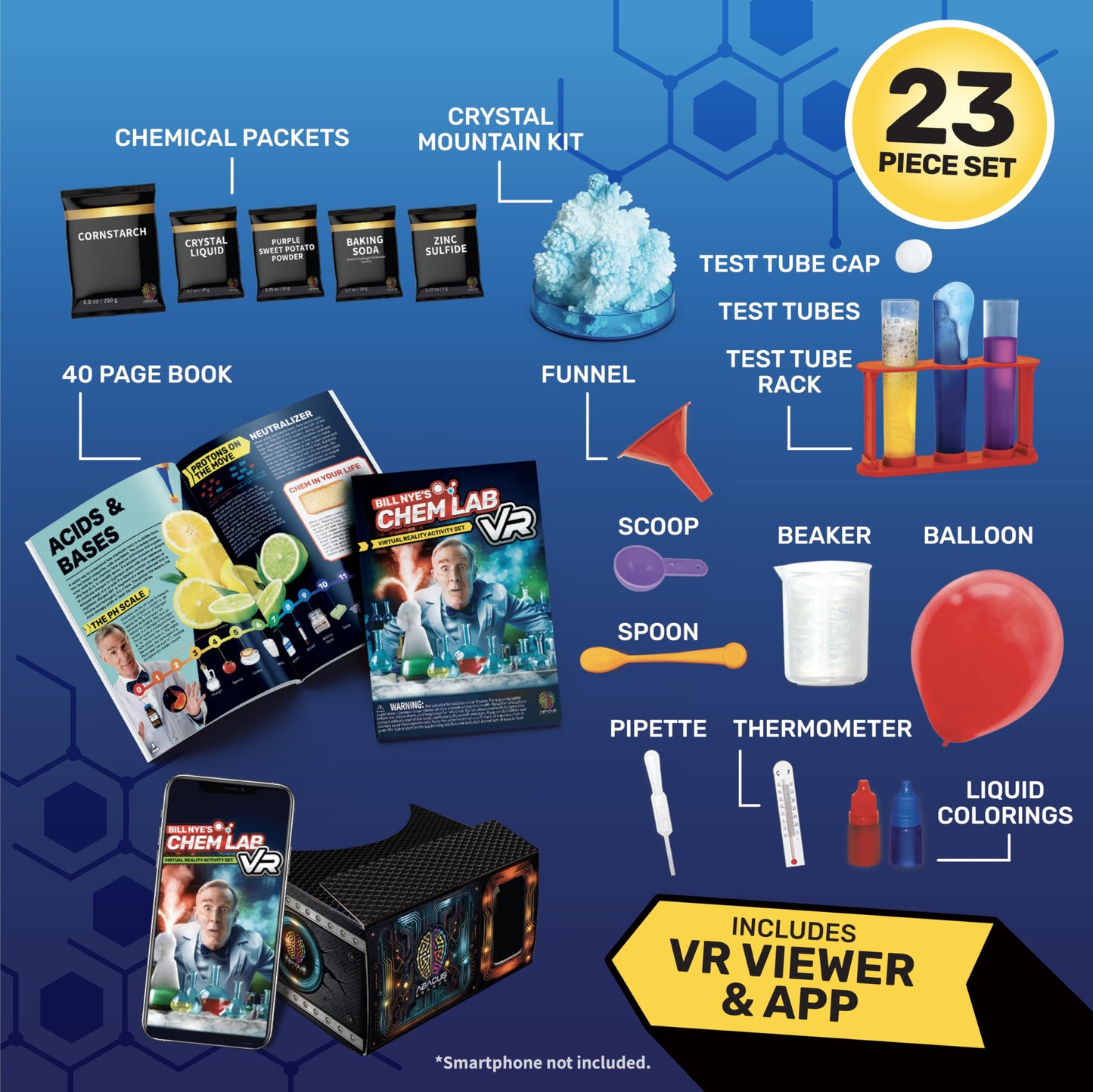Abacus Brands Bill Nye's Science Squad Chem Lab VR Kit for Kids 8+ | Immersive Learning