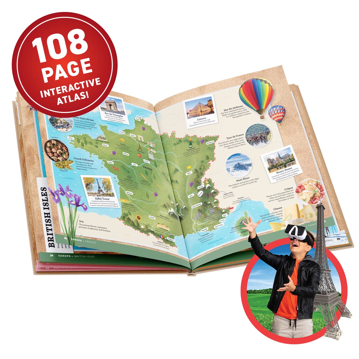 Abacus Brands VR World Atlas Gift Box – Illustrated Interactive Atlas & STEM Learning (Ages 8+)