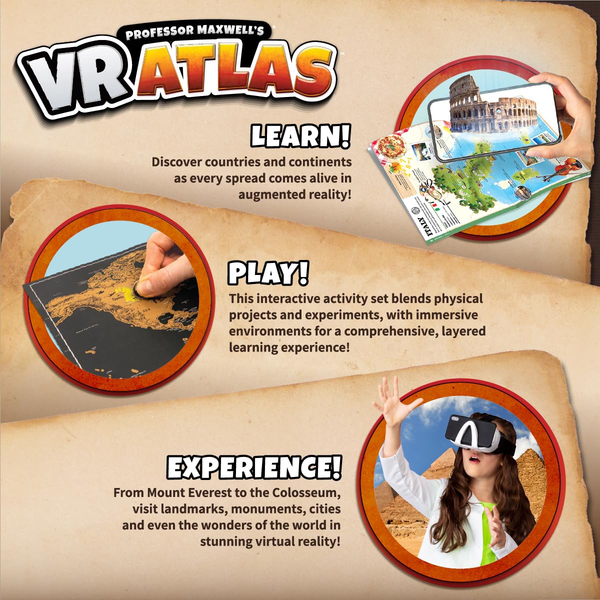 Professor Maxwell's VR Atlas – Kids Geography & STEM Kit (Abacus Brands)