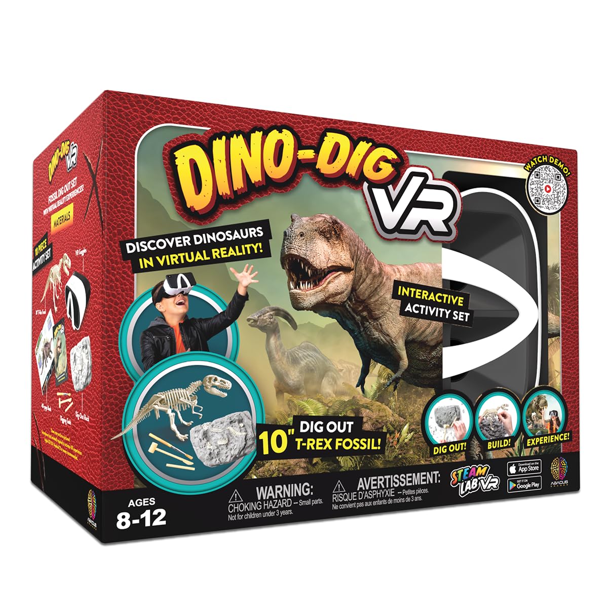 Abacus Brands STEAM Dino Dig VR Kit – Virtual Reality Dinosaur Science for Kids 8+