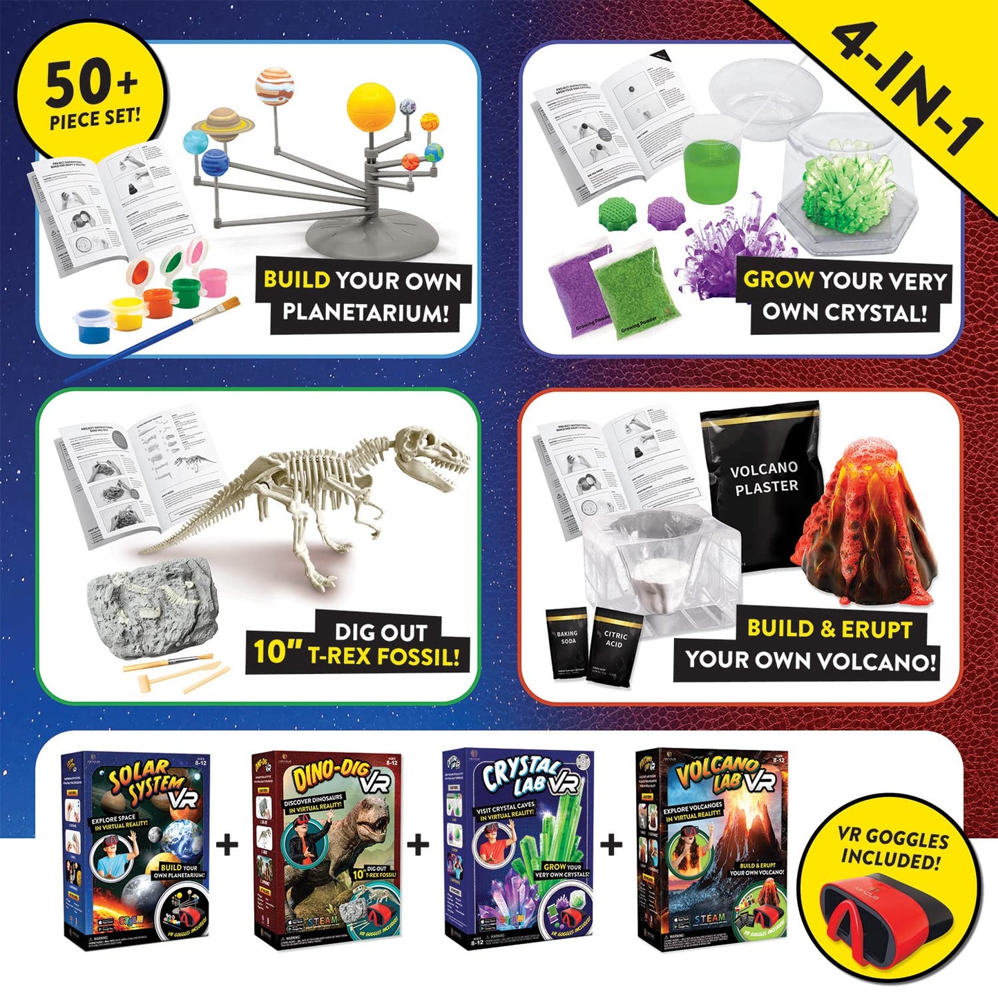 Abacus Brands Virtual Reality 4 in 1 Deluxe VR Lab – Illustrated STEM Book & Activities (Ages 8+)
