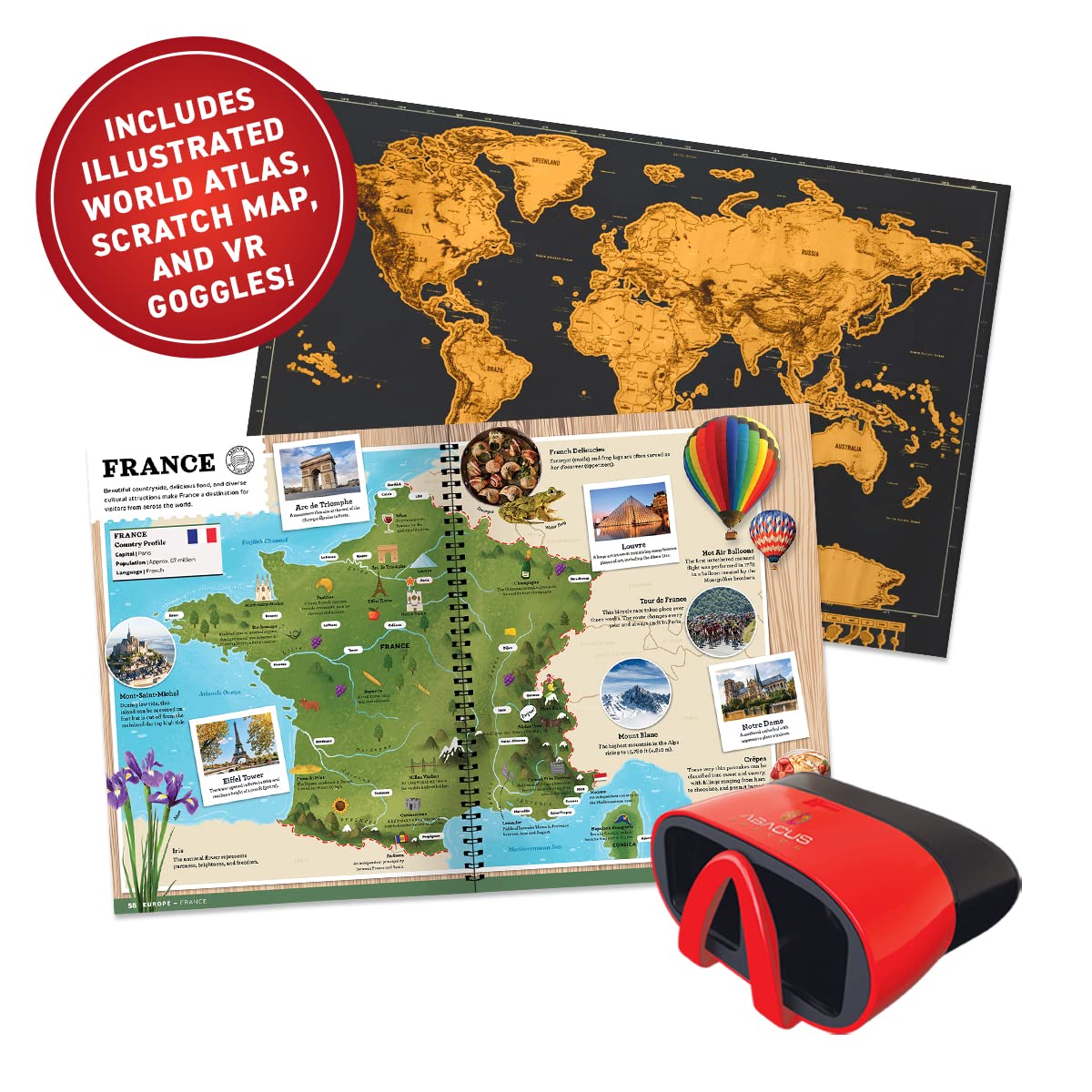 Abacus Brands VR World Atlas Gift Box – Illustrated Interactive Atlas & STEM Learning (Ages 8+)