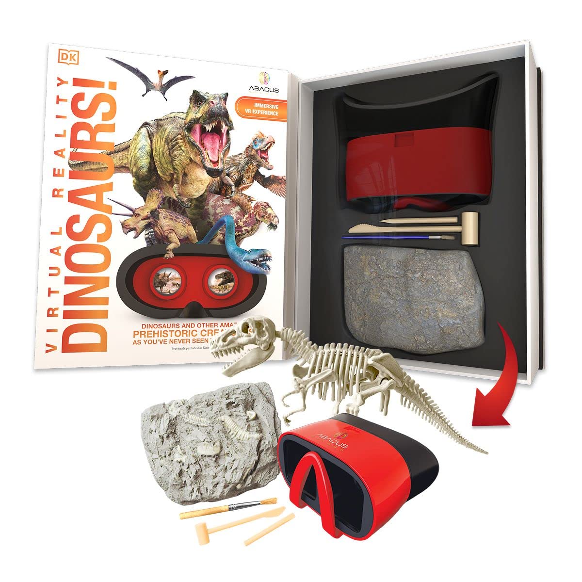 Abacus Brands Virtual Reality Dinosaurs Gift Box — Interactive VR Book & STEM Learning for Ages 8+