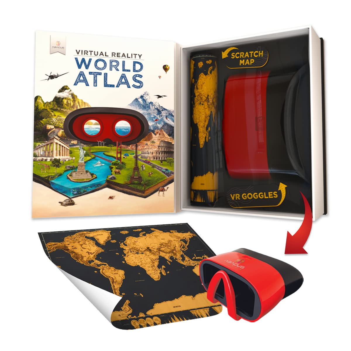 Abacus Brands VR World Atlas Gift Box – Illustrated Interactive Atlas & STEM Learning (Ages 8+)