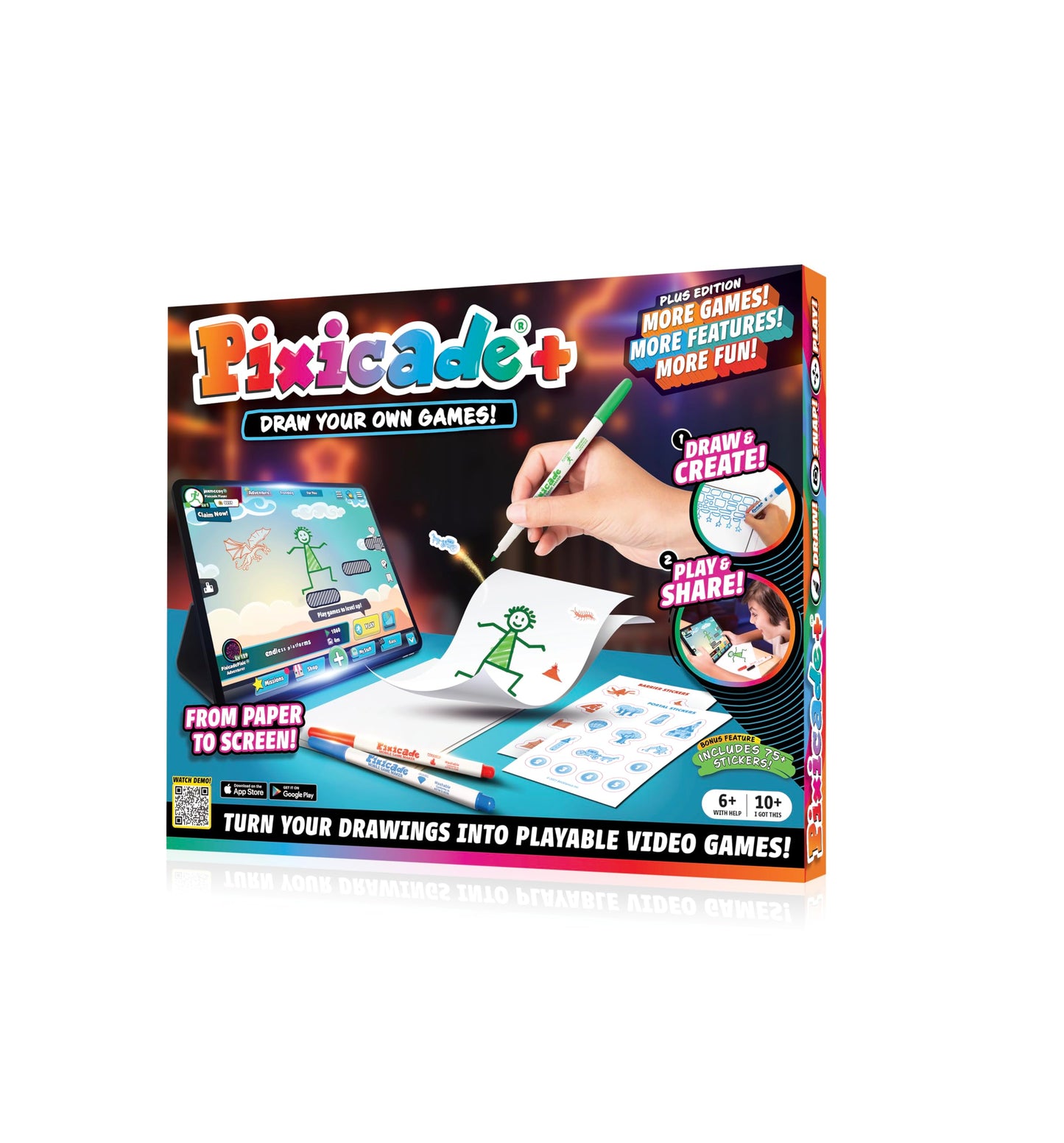 Abacus Brands Pixicade+ | Turn Drawings Into Playable Video Games — Doodle, Snap, Play & Share