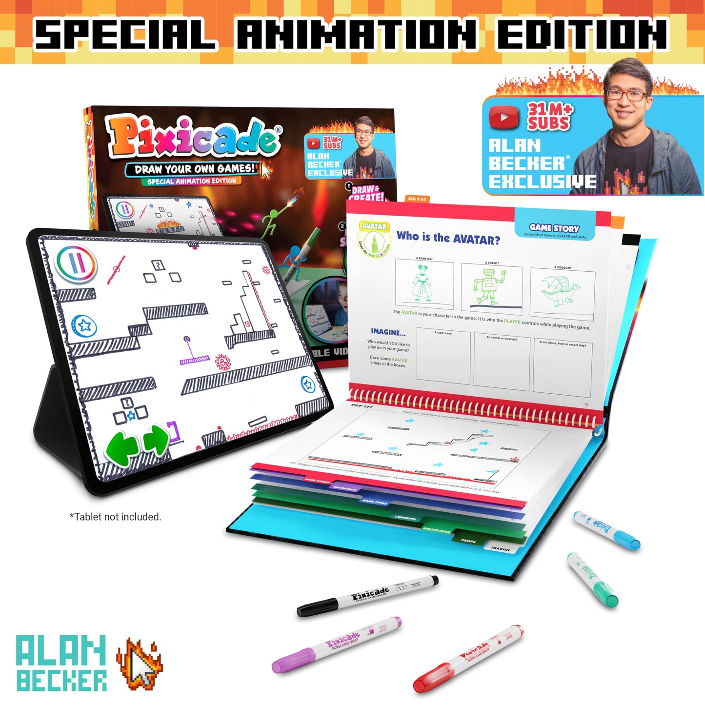 Pixicade Special Animation Edition — Turn Drawings Into Playable Games with Alan Becker | Abacus Brands