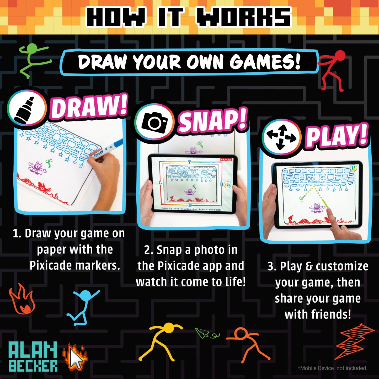 Pixicade Special Animation Edition — Turn Drawings Into Playable Games with Alan Becker | Abacus Brands