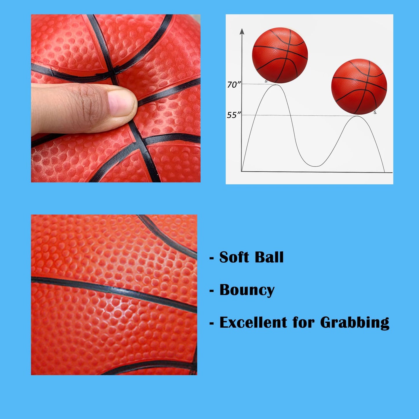ABAJI Mini Basketballs Red 5-Inch Set – 2-Pack with Pump Needle for Pool, Indoor & Outdoor Play