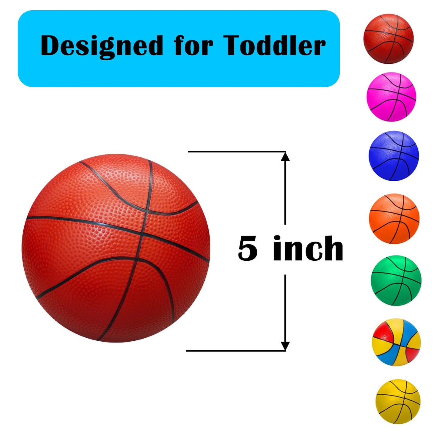 ABAJI Mini Basketballs Red 5-Inch Set – 2-Pack with Pump Needle for Pool, Indoor & Outdoor Play