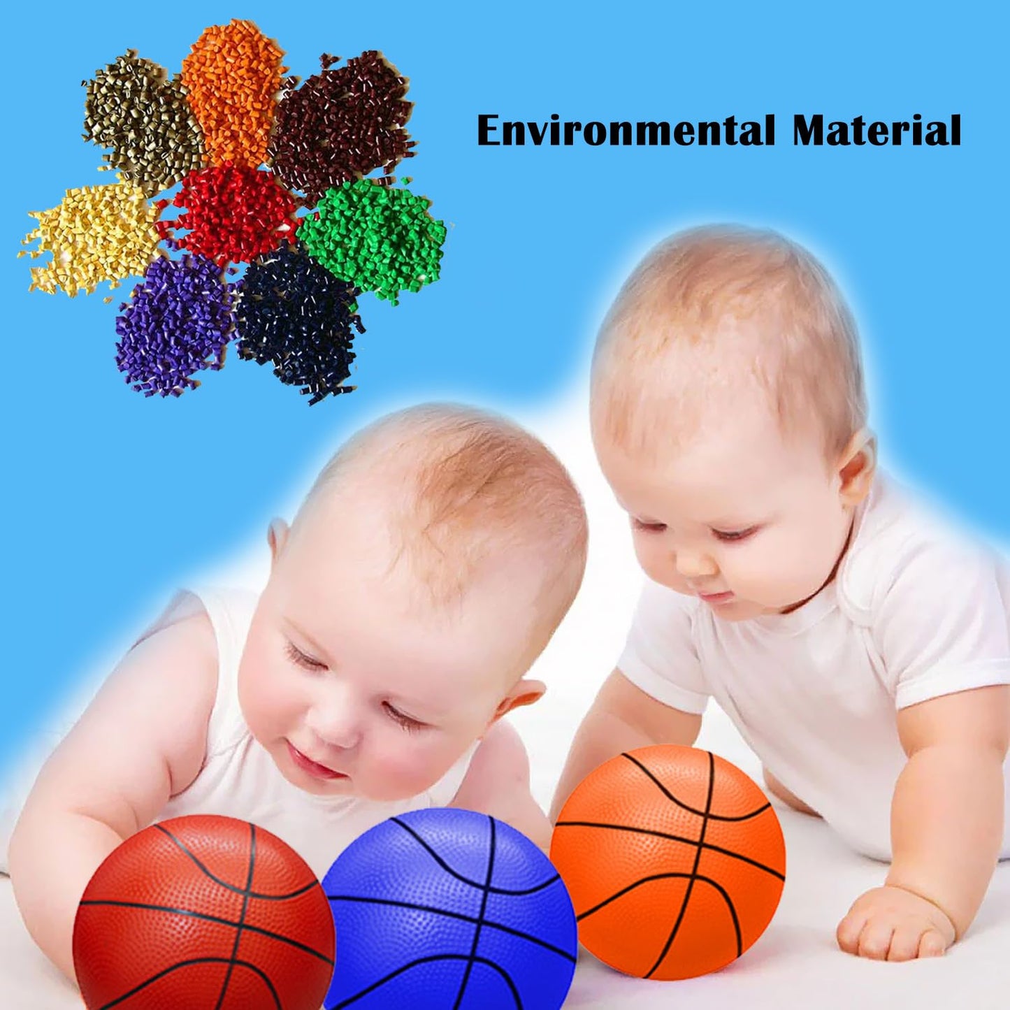 ABAJI Mini Basketballs Red 5-Inch Set – 2-Pack with Pump Needle for Pool, Indoor & Outdoor Play