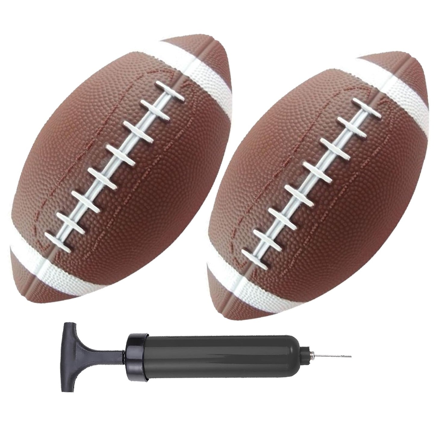ABAJI Toy Football 2-Pack – 6-Inch Soft Rubber Balls for Kids (Pump Included)