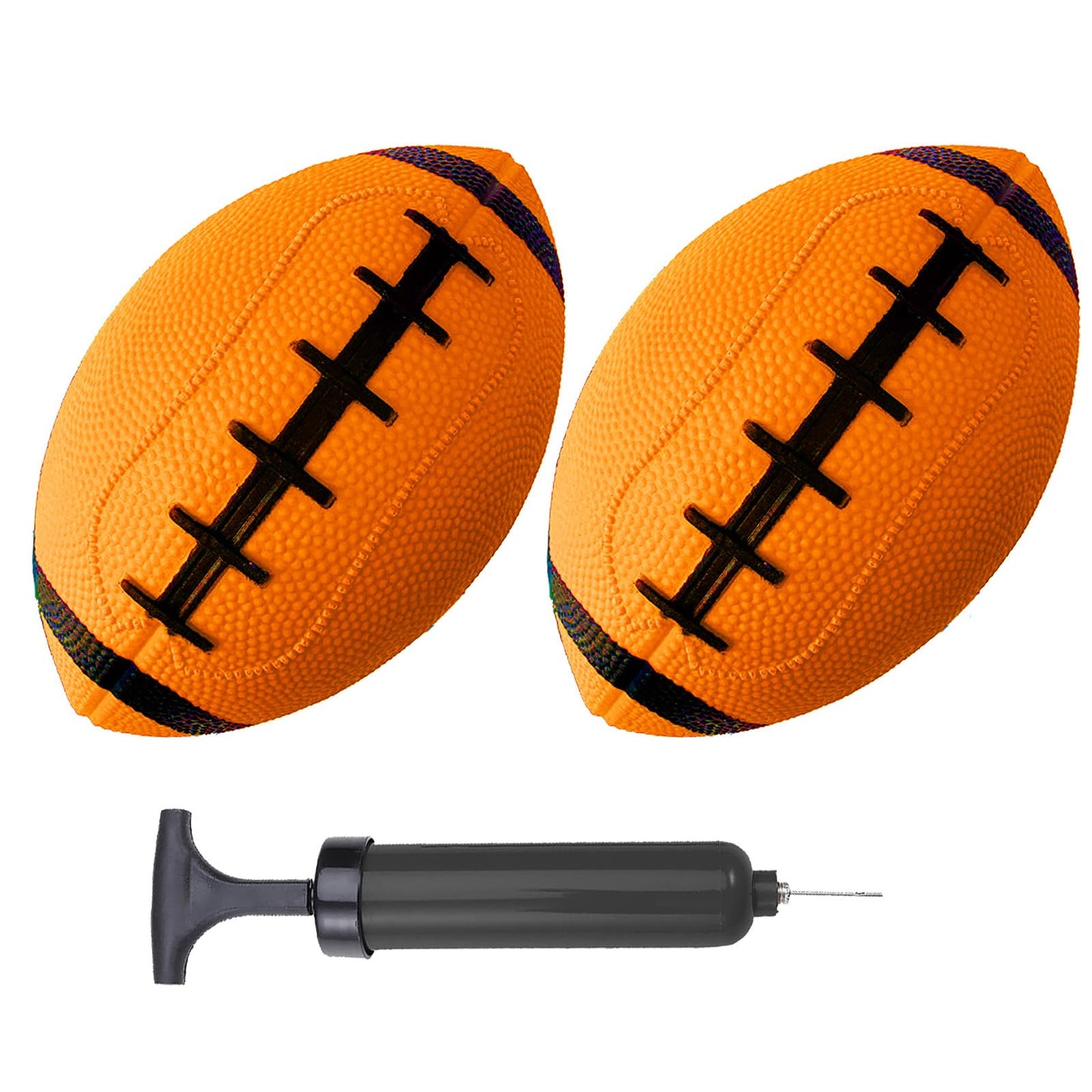 ABAJI Toy Football 2-Pack: 6-Inch Soft Rubber Balls for Kids – Pump Included