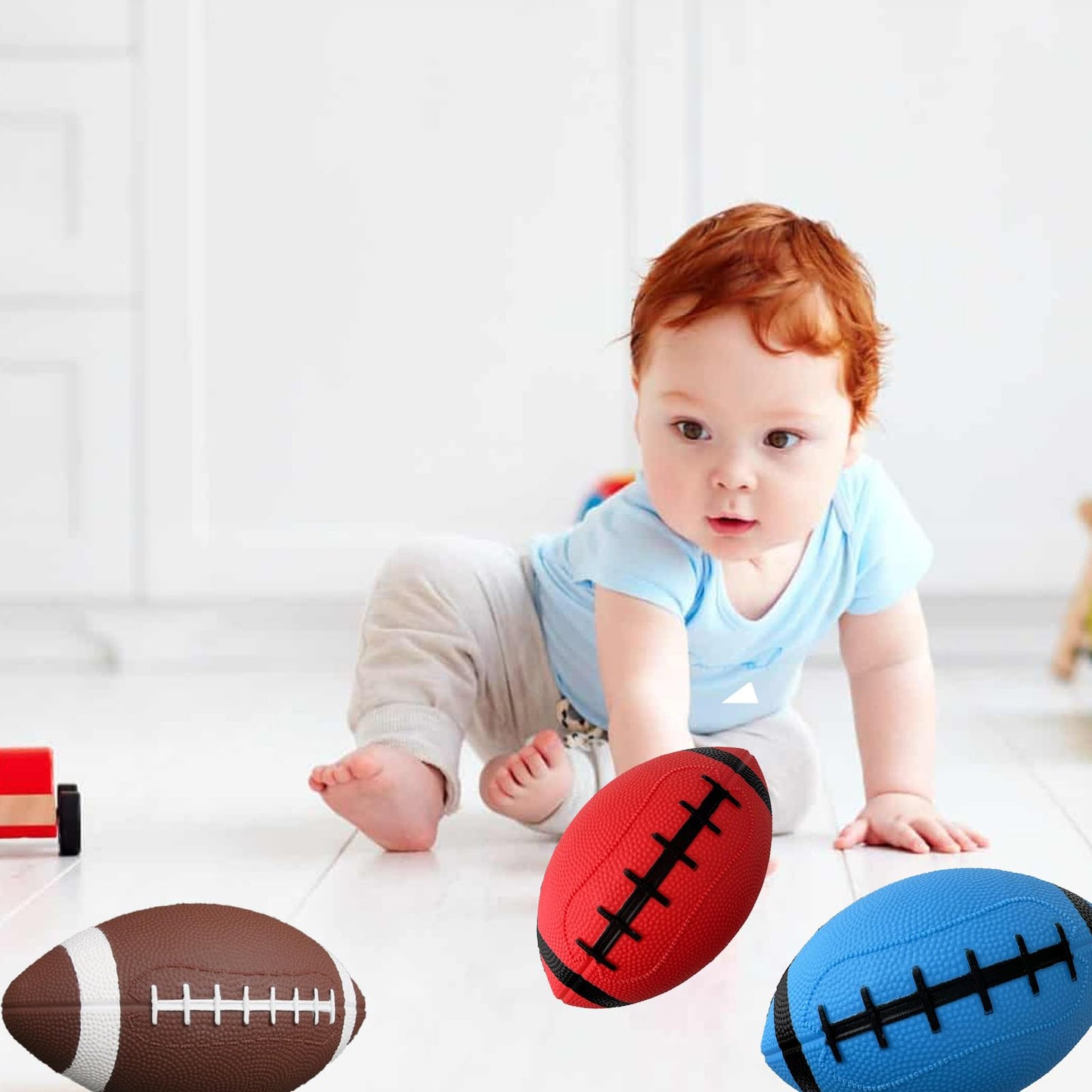 ABAJI Toy Football 2-Pack – 6-Inch Soft Rubber Balls for Kids (Pump Included)