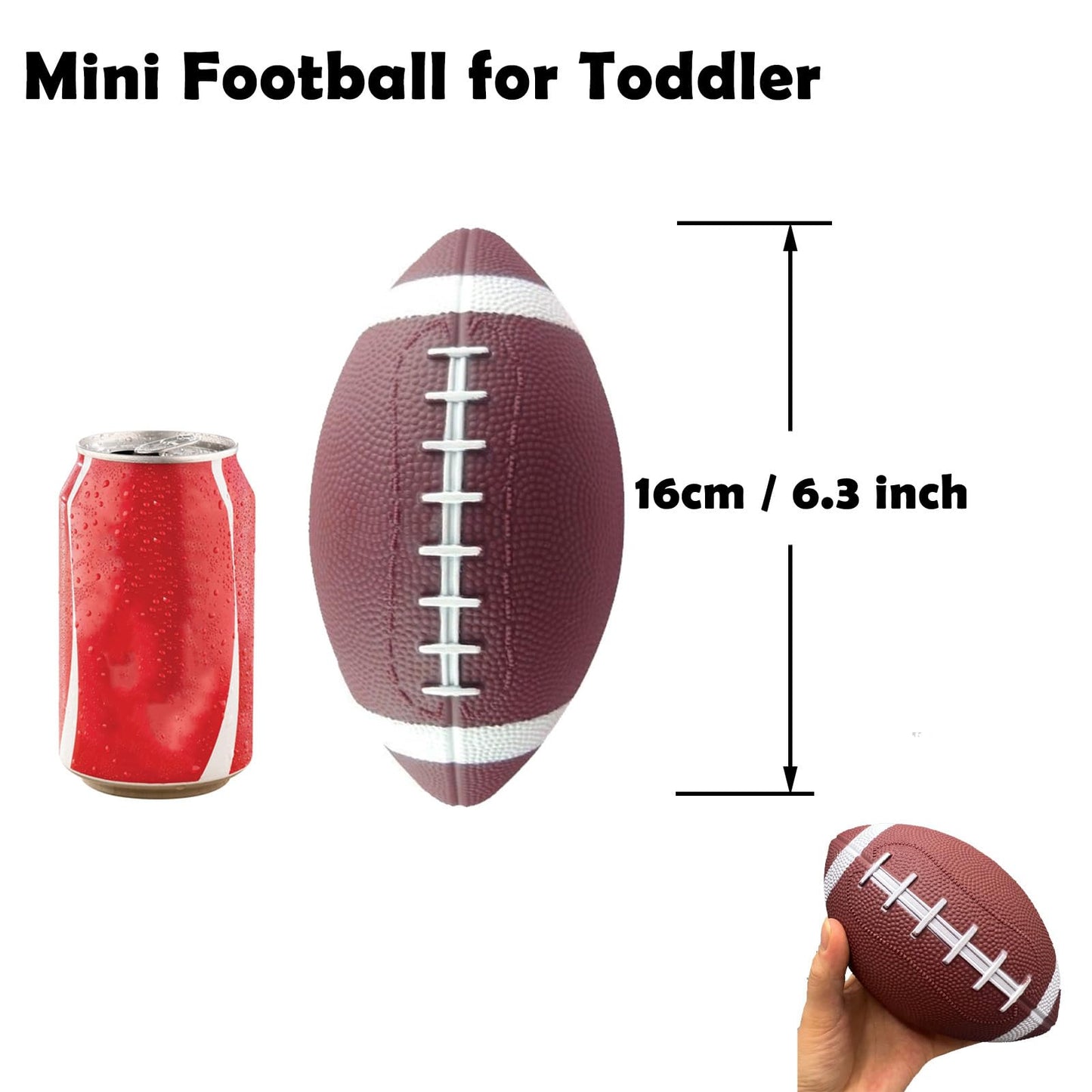 ABAJI Toy Football 2-Pack: 6-Inch Soft Rubber Balls for Kids – Pump Included