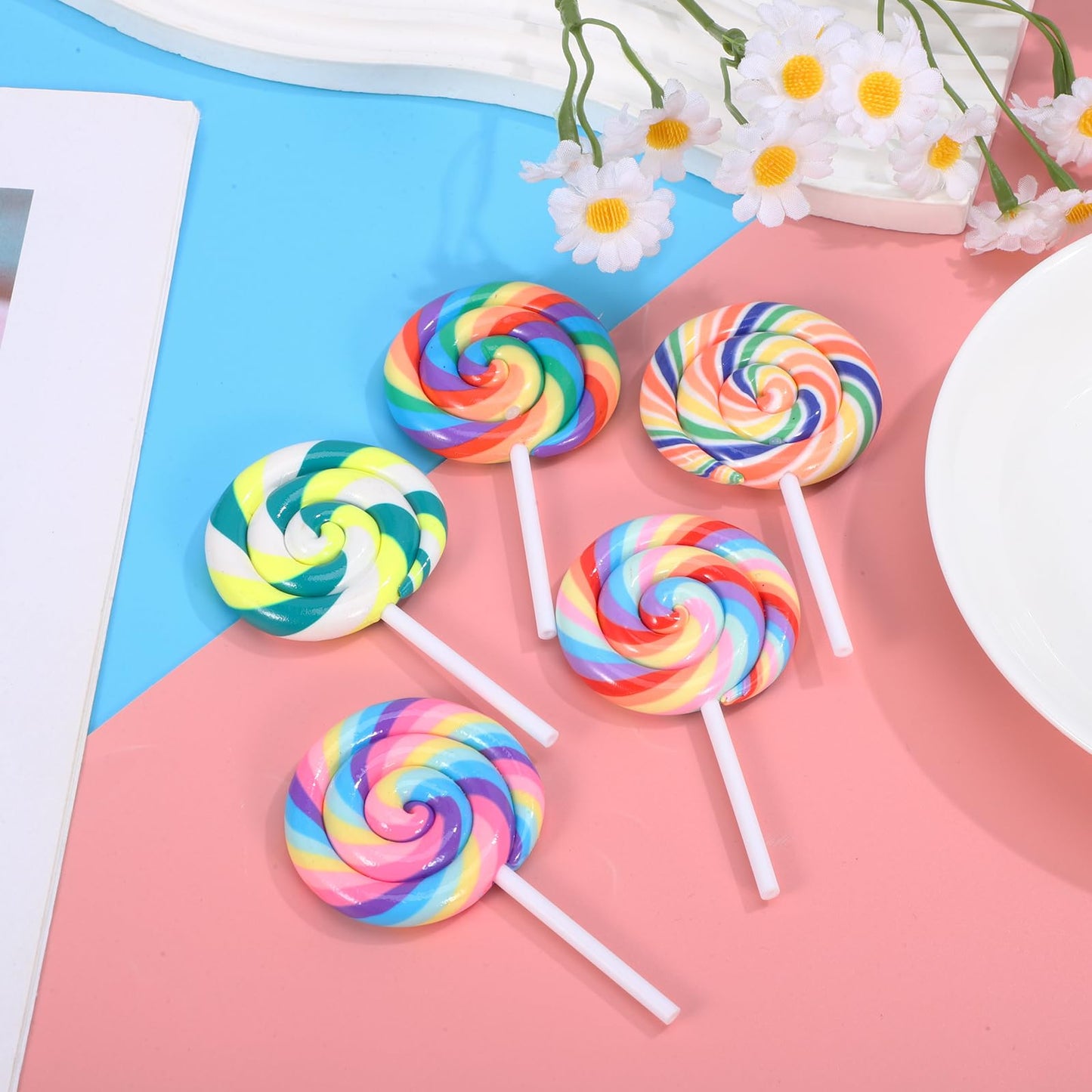 Abaodam 5Pcs Large Simulation Lollipop Prop – Giant Candy Photo Booth Decor for Parties