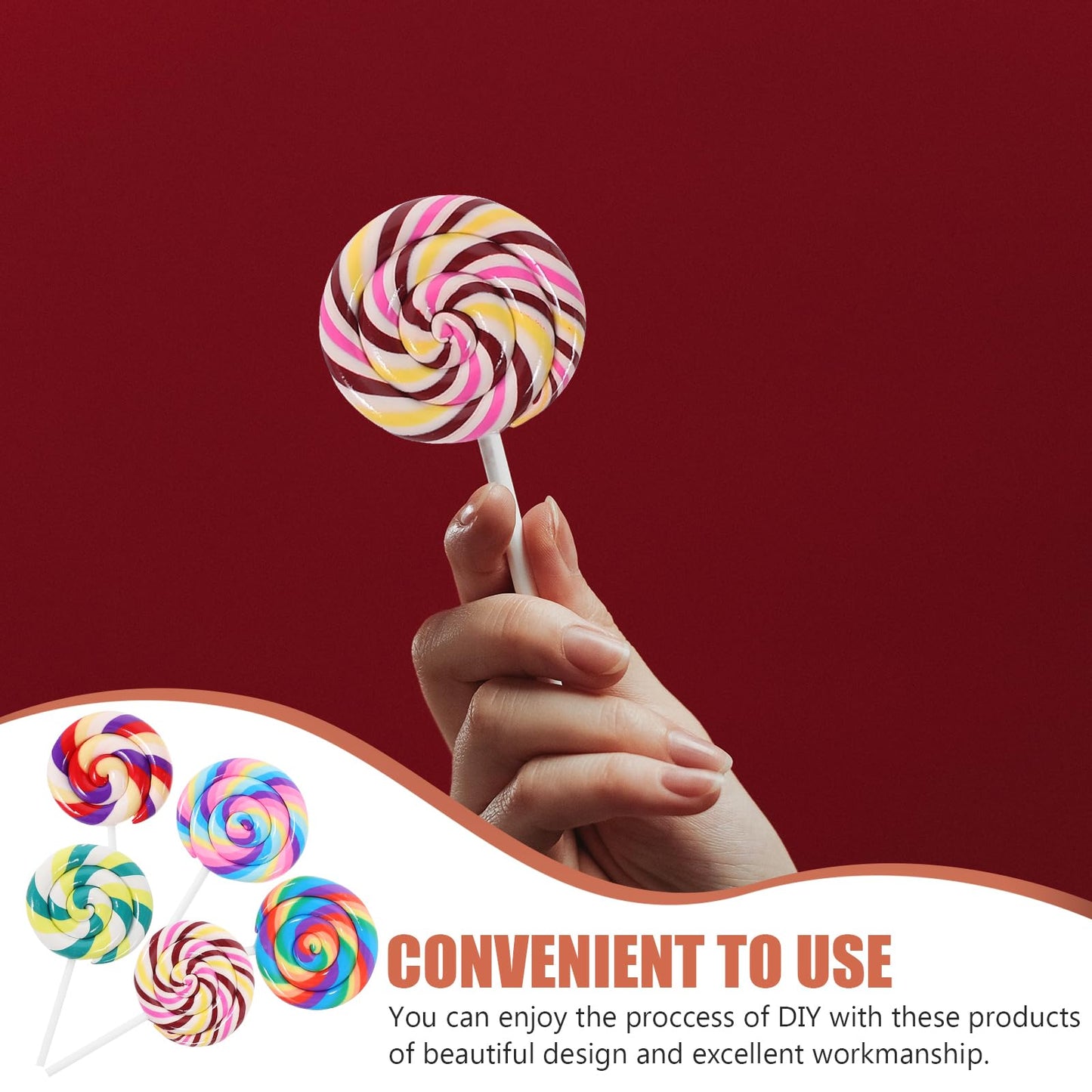 Abaodam 5Pcs Large Simulation Lollipop Prop – Giant Candy Photo Booth Decor for Parties