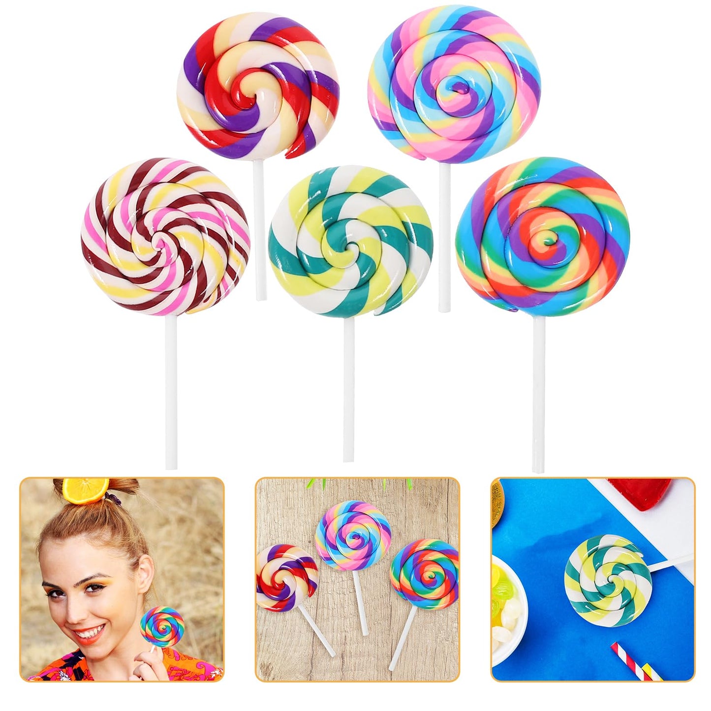 Abaodam 5Pcs Large Simulation Lollipop Prop – Giant Candy Photo Booth Decor for Parties