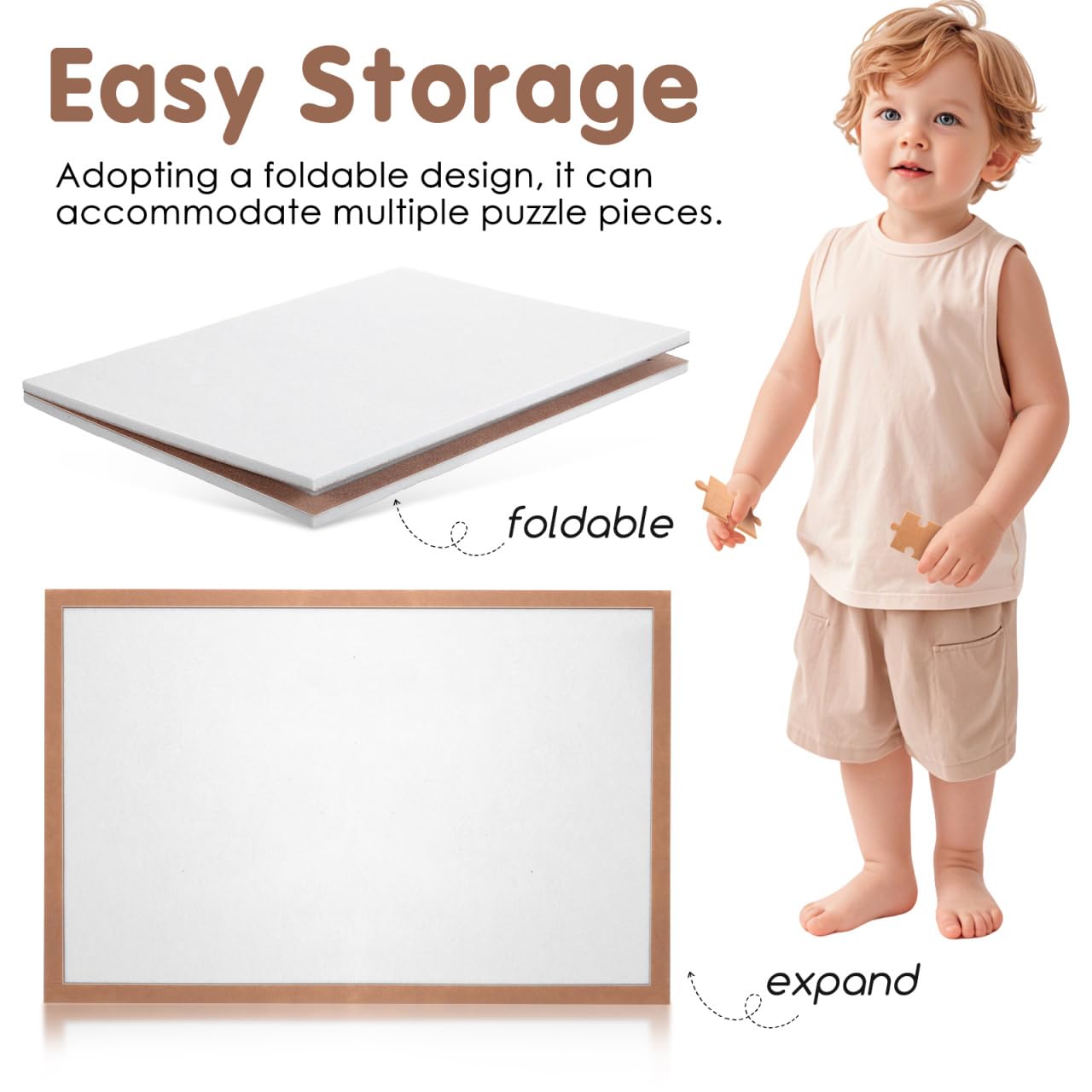 Abaodam Jigsaw Puzzle Board – Foldable 60x40 cm, Non-Slip, Portable Tray (Up to 500 Pieces)