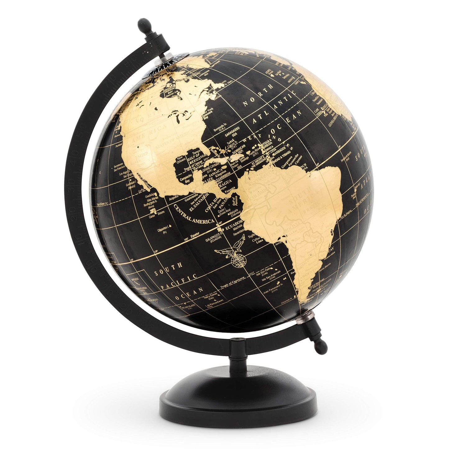 Abbott Collection Latitude 10 Spinning Globe - Gold & Black, 11in Height | Desk Decor
