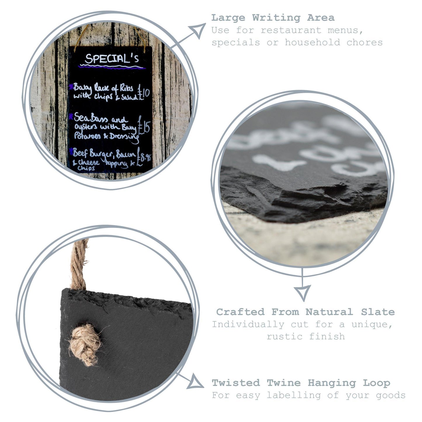 20cm x 30cm Rectangle Slate Hanging Notice Board