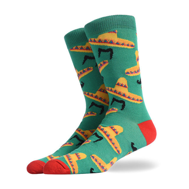 Fashion Creative Hamburger Pizza Alien Men Socks Cute Series