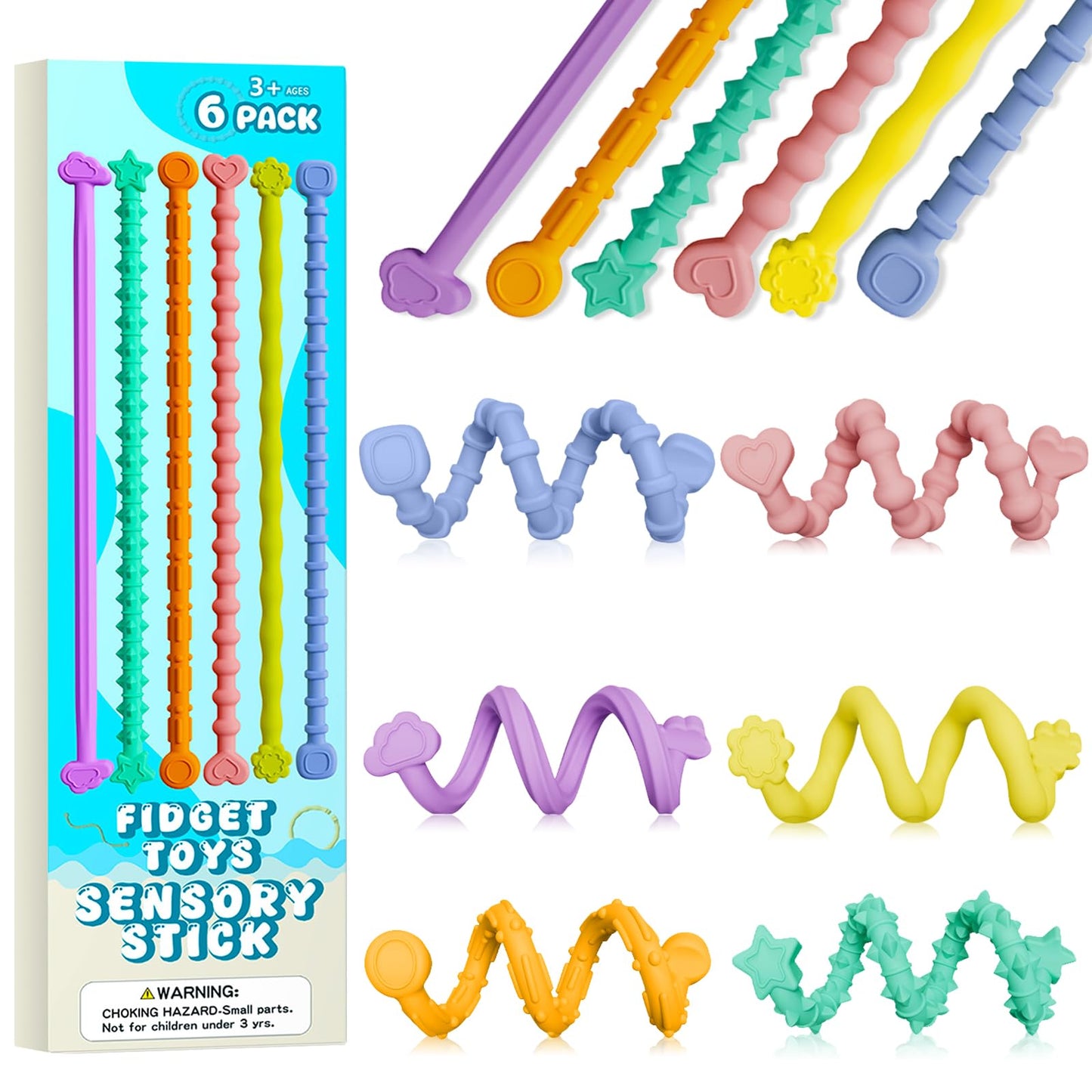 Abdkw Valentines Day Gifts – 6-Pack Sensory Fidget Sticks for Calm Focus