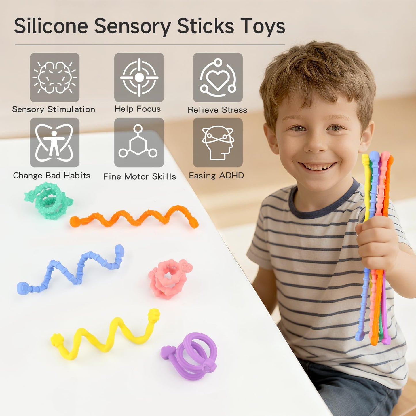 Abdkw Valentines Day Gifts – 6-Pack Sensory Fidget Sticks for Calm Focus