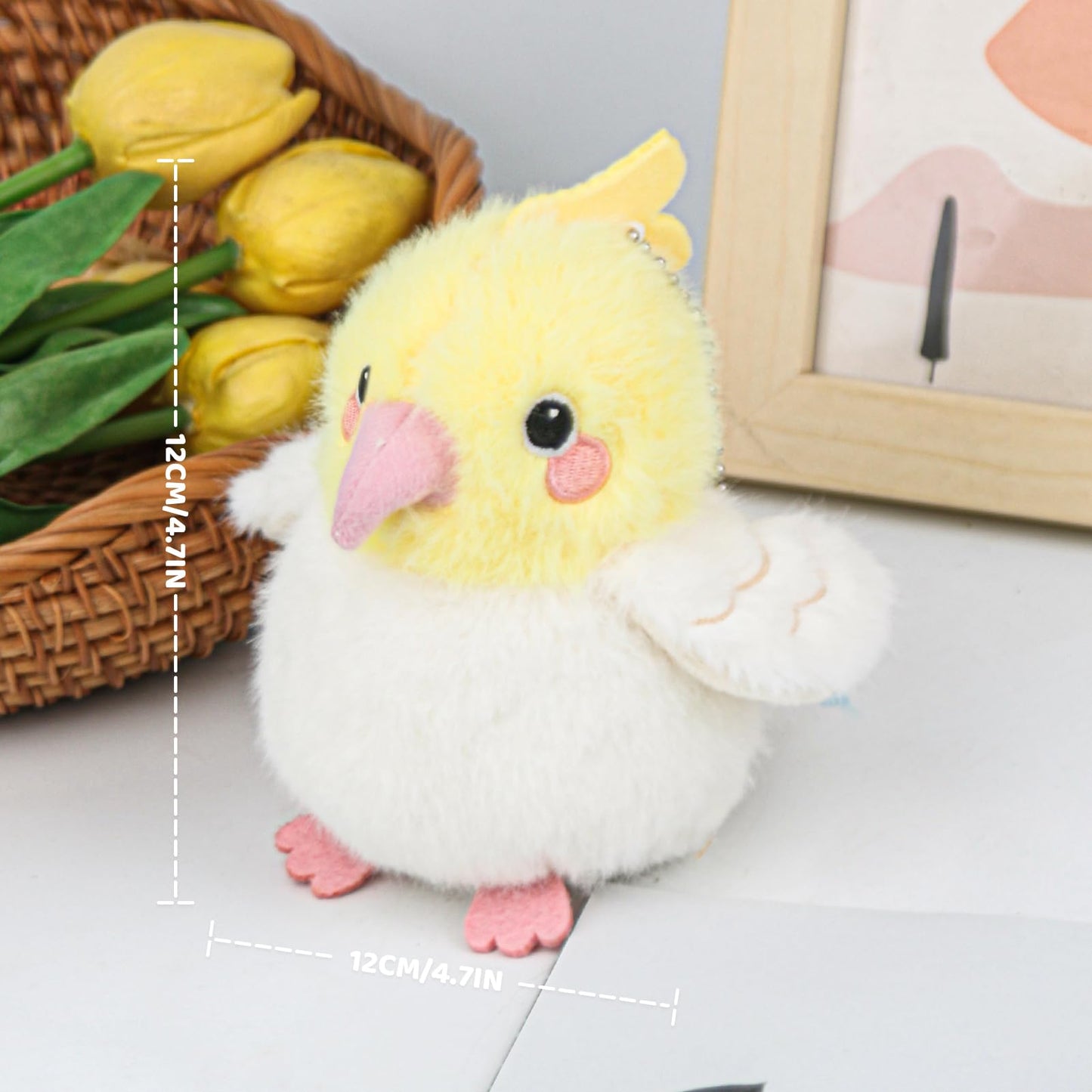 ABEARCAR 4.7-Inch Cockatiel Plush – Realistic Yellow Bird Stuffed Toy, Gift for Kids & Friends