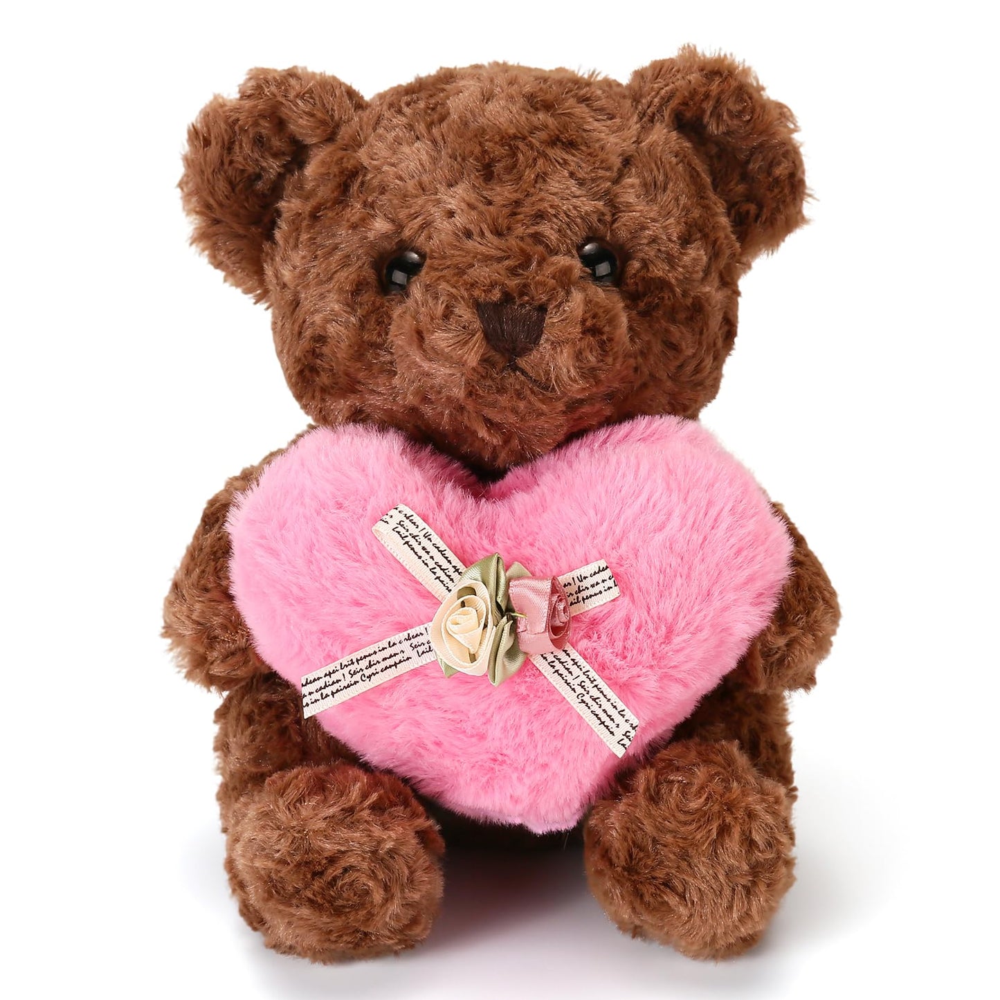 ABEARCAR Pink Heart Teddy Bear Plush – 20cm Cute Gift for Kids & Valentines