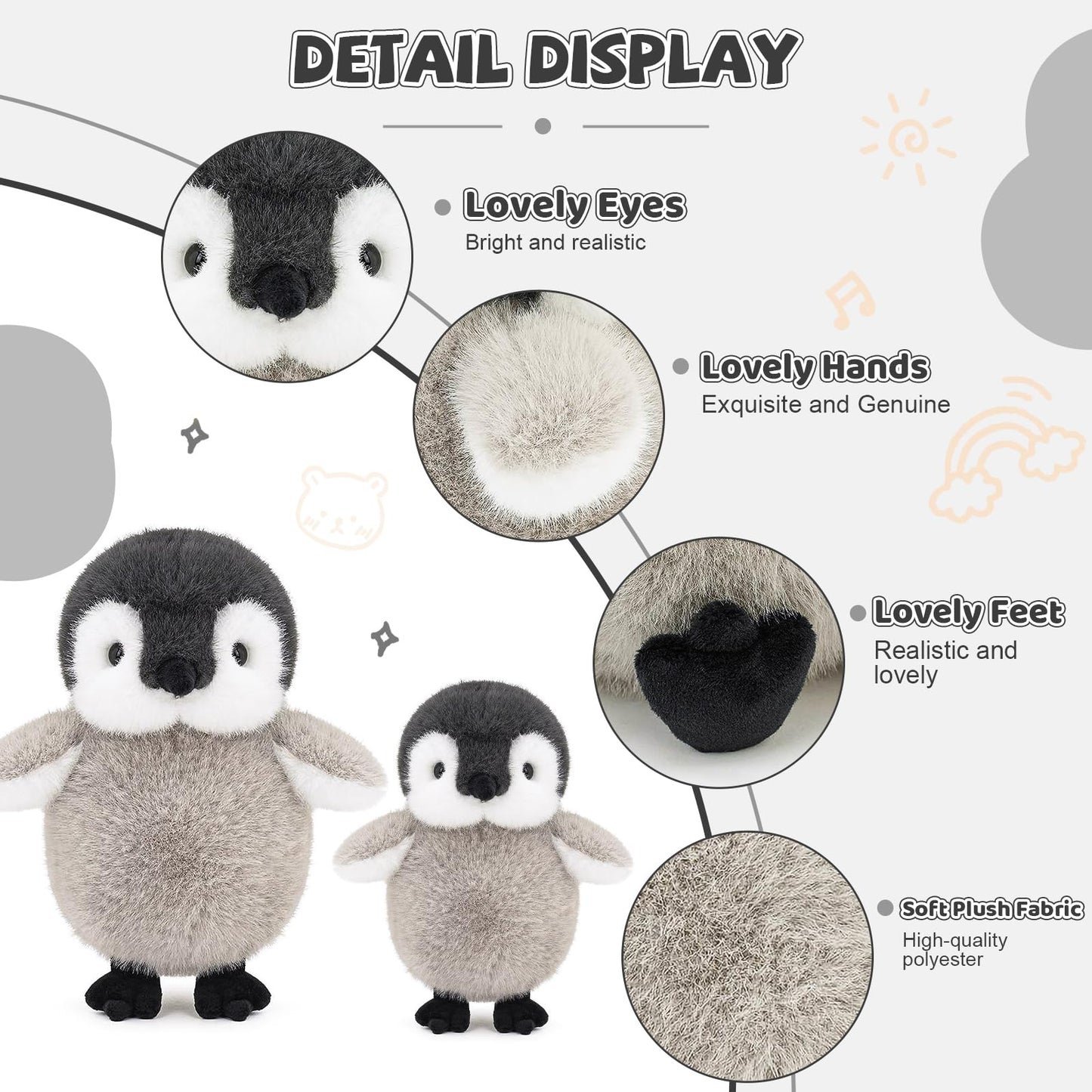 ABEARCAR Soft Penguin Plush Toys – 9 inch Cute Penguin Stuffed Animal Gift