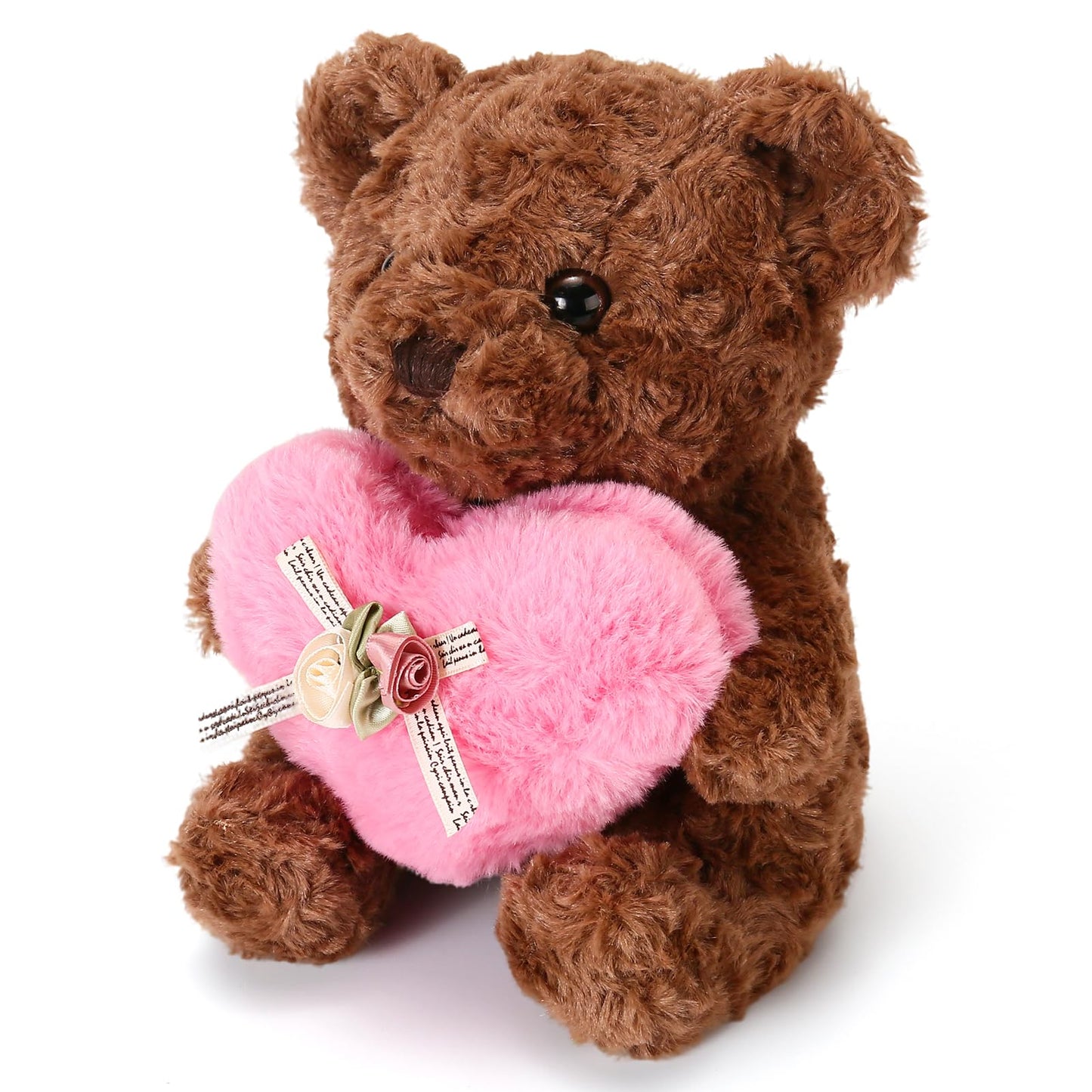 ABEARCAR Pink Heart Teddy Bear Plush – 20cm Cute Gift for Kids & Valentines