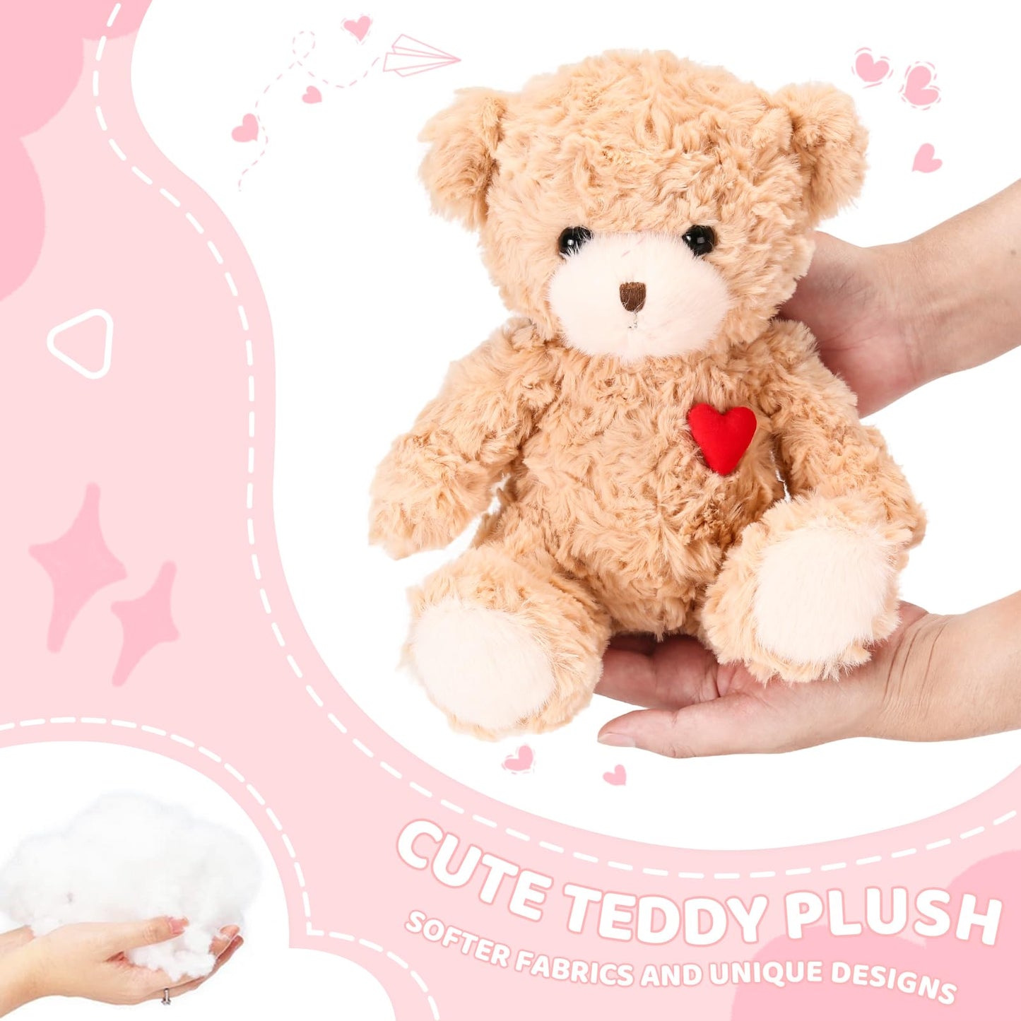 ABEARCAR Red Heart Teddy Bear Plush – 23 cm Soft Gift for Kids & Girlfriend | Valentine’s Day, Christmas
