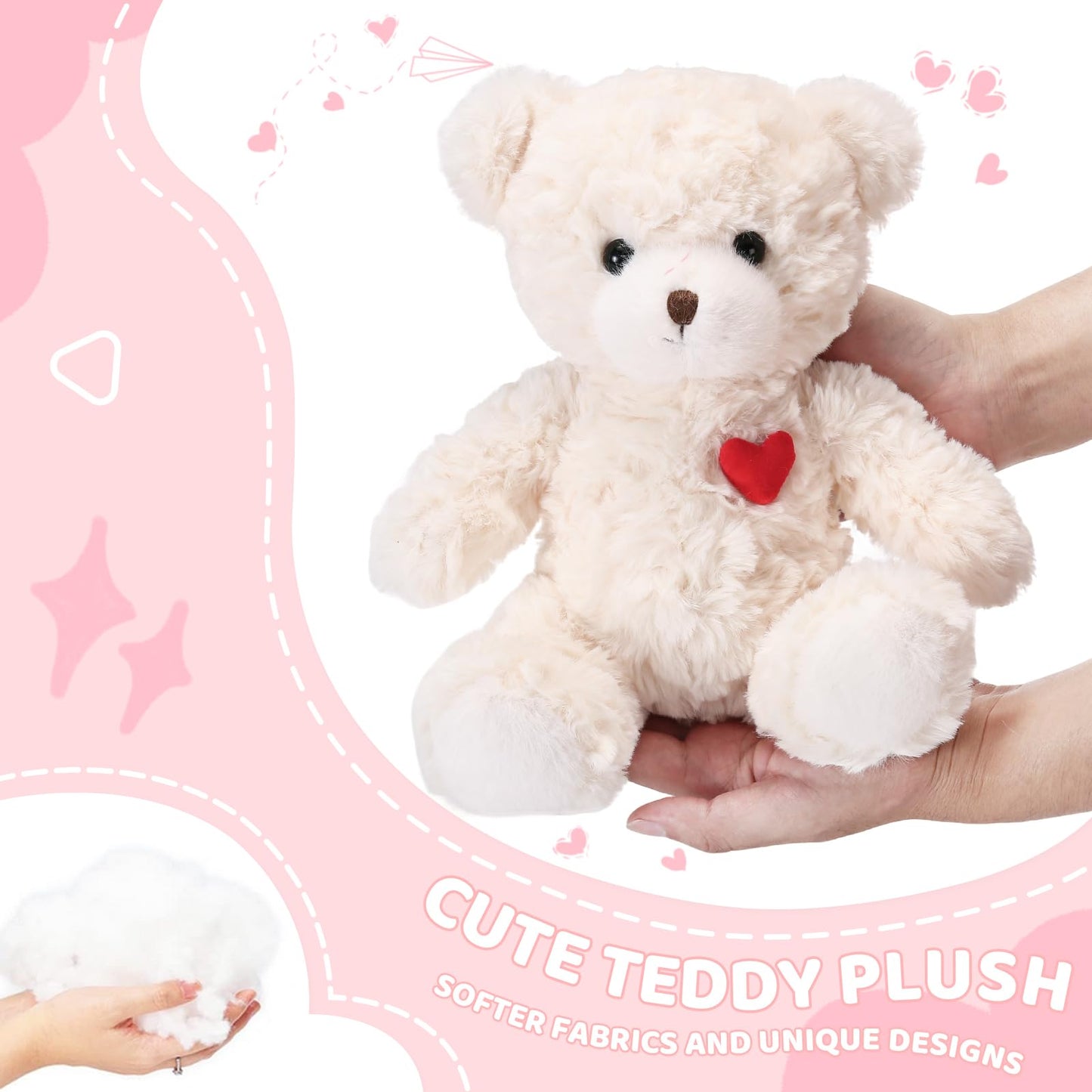 ABEARCAR Red Heart Teddy Bear Plush – 23cm Soft Gift for Valentine’s Day, Christmas & Kids