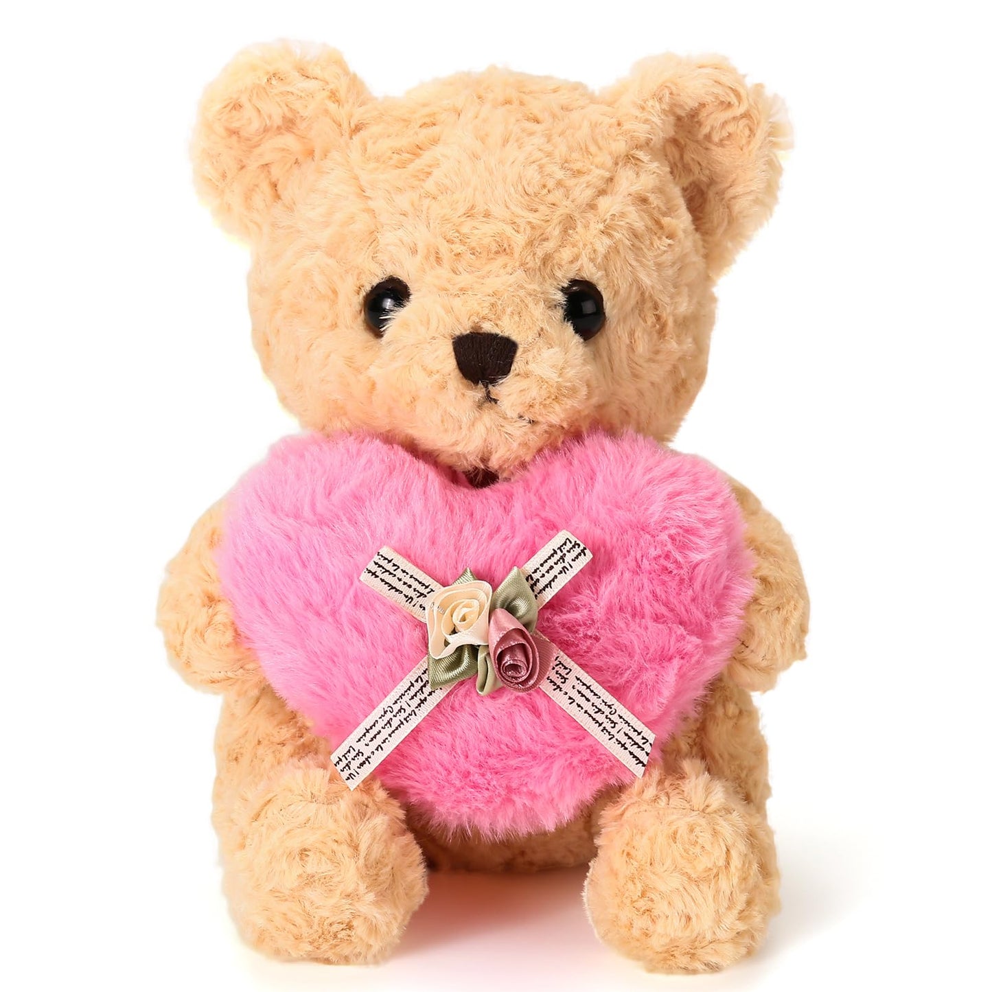 ABEARCAR Teddy Bear Plush with Pink Heart – 20cm Gift for Kids, Girlfriend, Mom