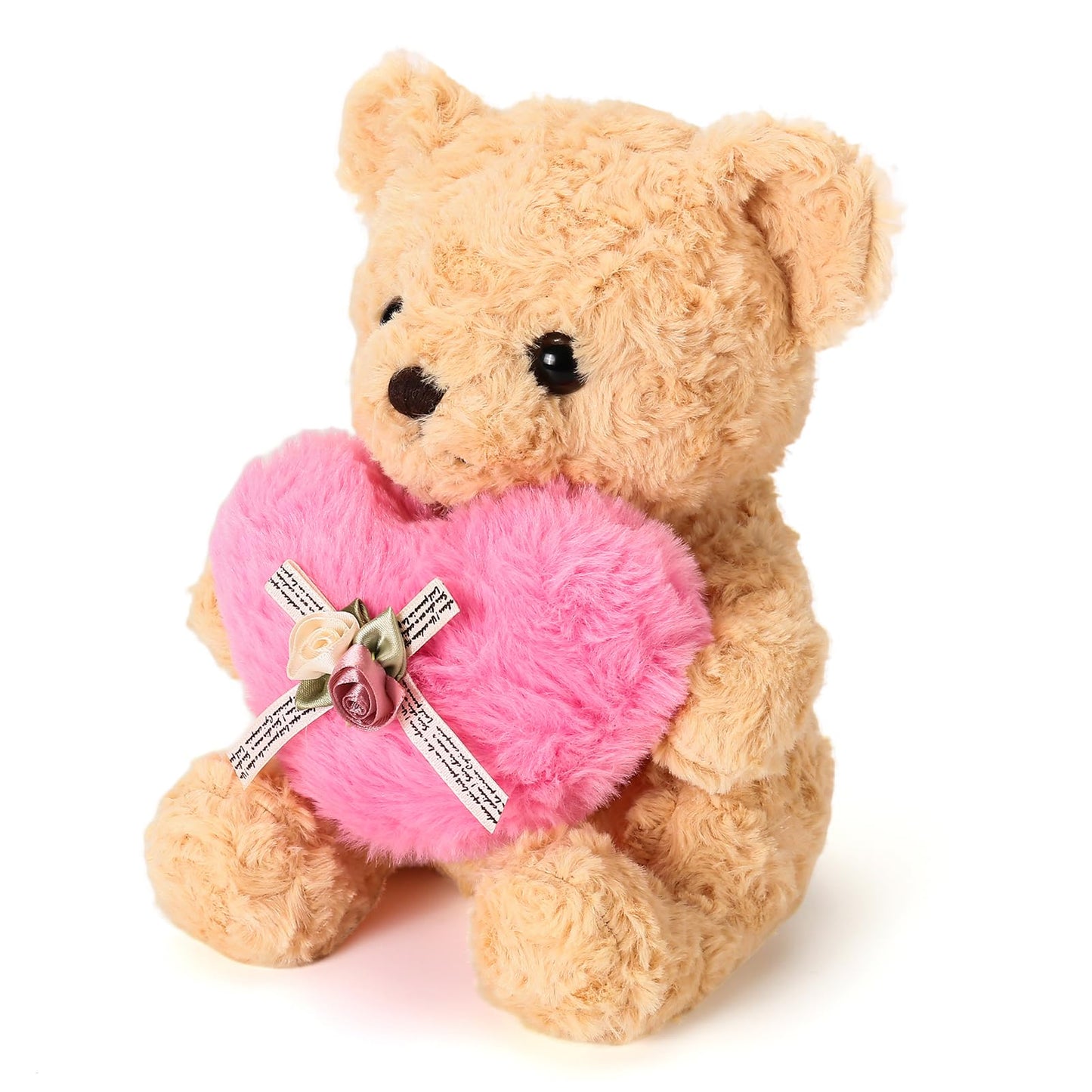 ABEARCAR Teddy Bear Plush with Pink Heart – 20cm Gift for Kids, Girlfriend, Mom