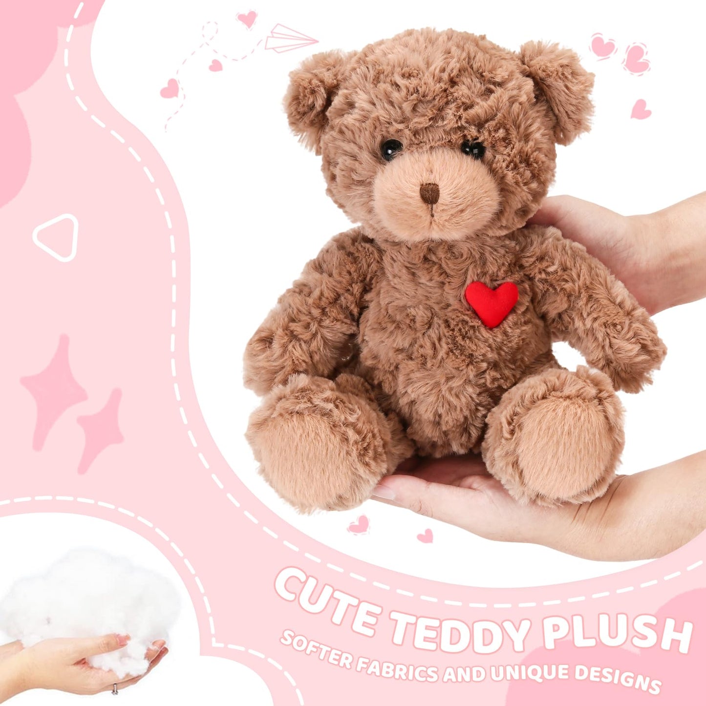 ABEARCAR Red Heart Teddy Bear Plush – 23cm Cute Plush Toy Gift for Kids & Loved Ones
