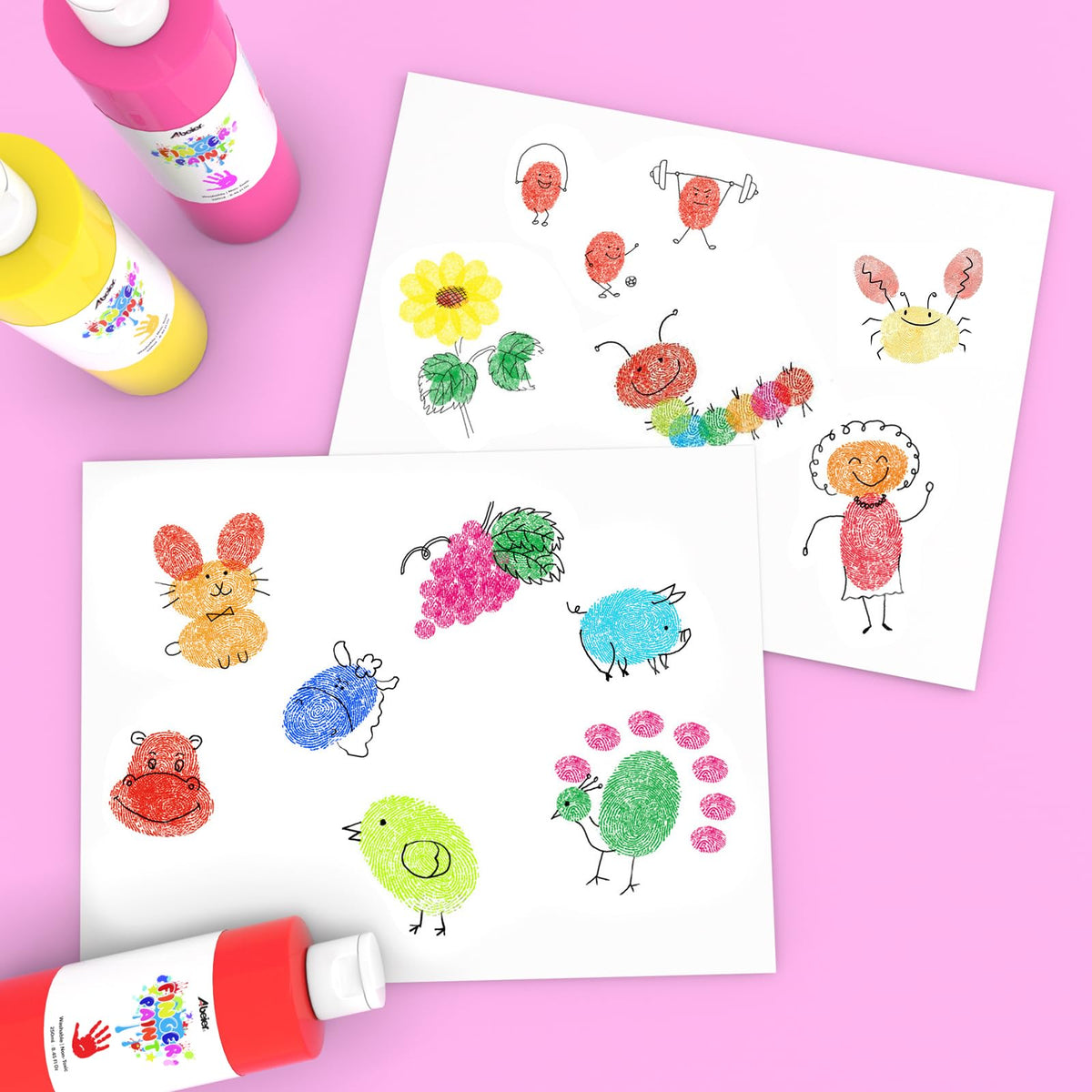 ABEIER Washable Finger Paint Bulk Pack for Toddlers – 12 Vibrant Colors (8.45 fl oz each), Safe & Non-Toxic