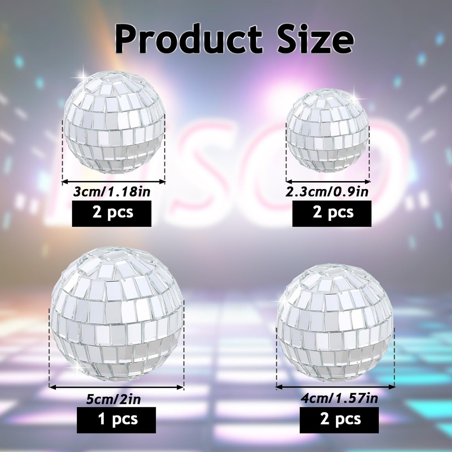 Abeillo 7Pcs Disco Cake Topper – 70s Themed Mini Mirror Balls for Cakes & Desserts