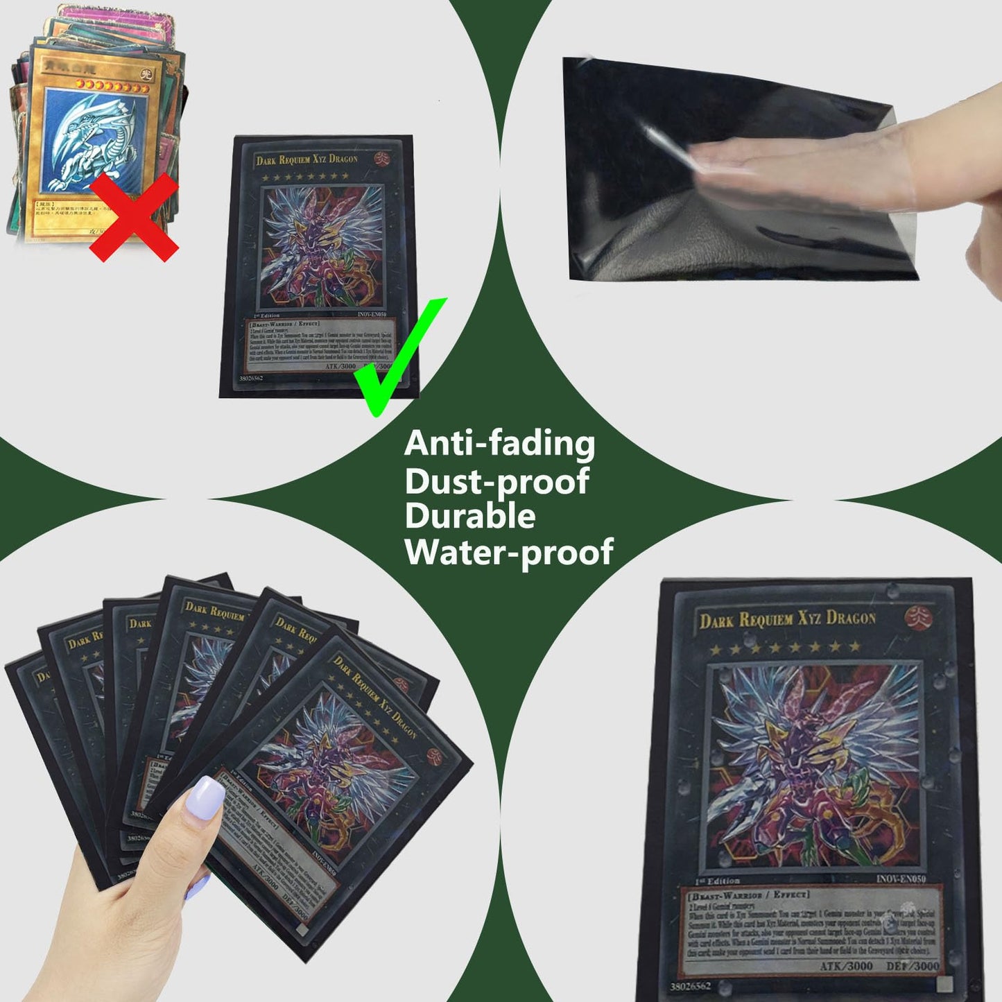 Abejita 300 Count Black Card Sleeves – 66 x 91 mm for MTG, Yu-Gi-Oh, Baseball Cards